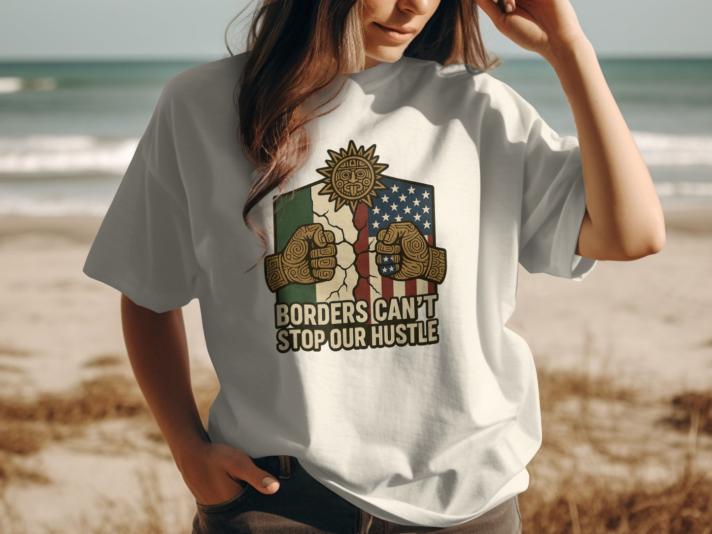 Borders Can't Stop Our Hustle Graphic T-Shirt product type