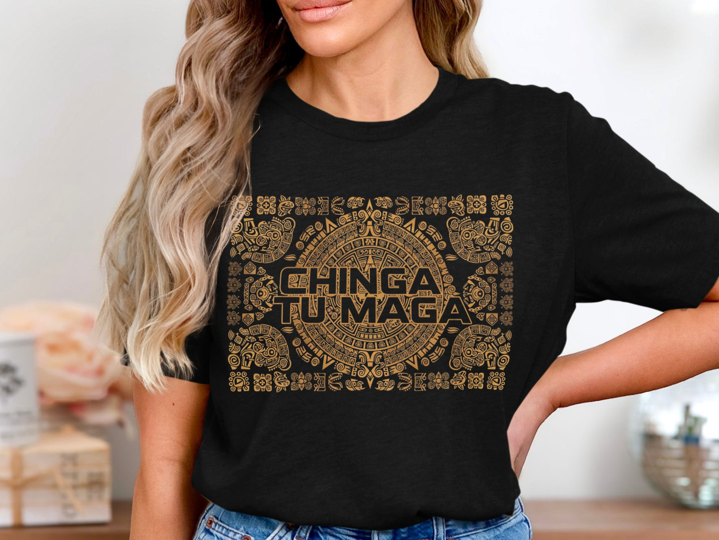 Chinga Tu Maga Shirt with Aztec-Inspired Graphic product