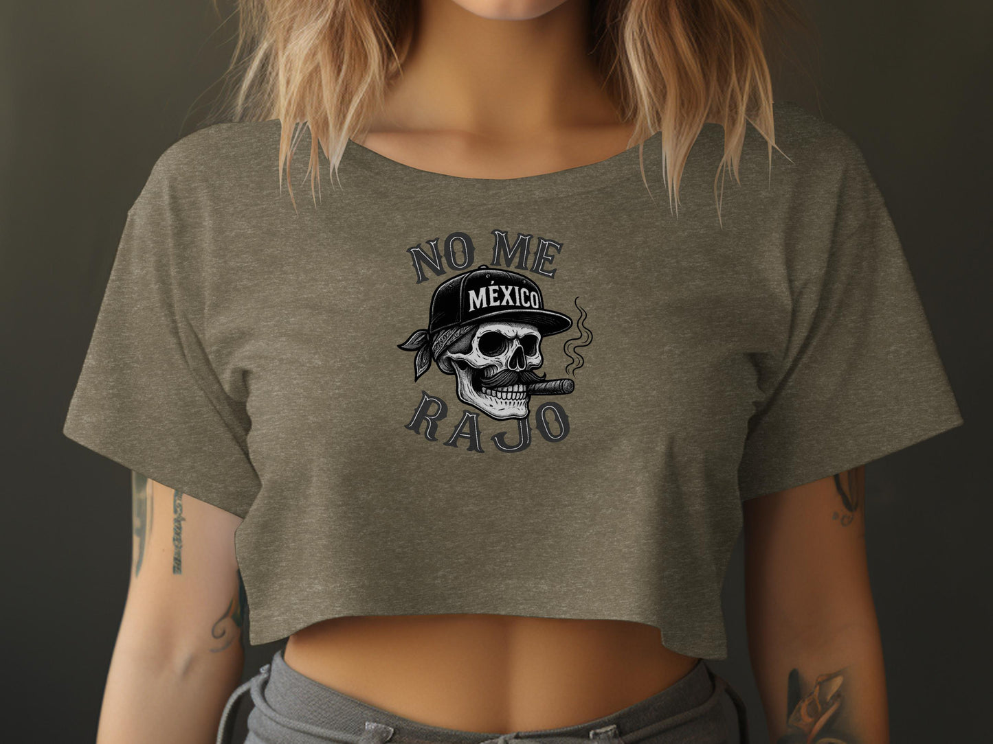 No Me Rajo Mexico Skull Cigar Women's Crop Top product