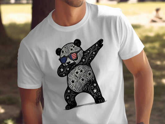 Dabbing Panda with Sunglasses Graphic Printed Shirt Product