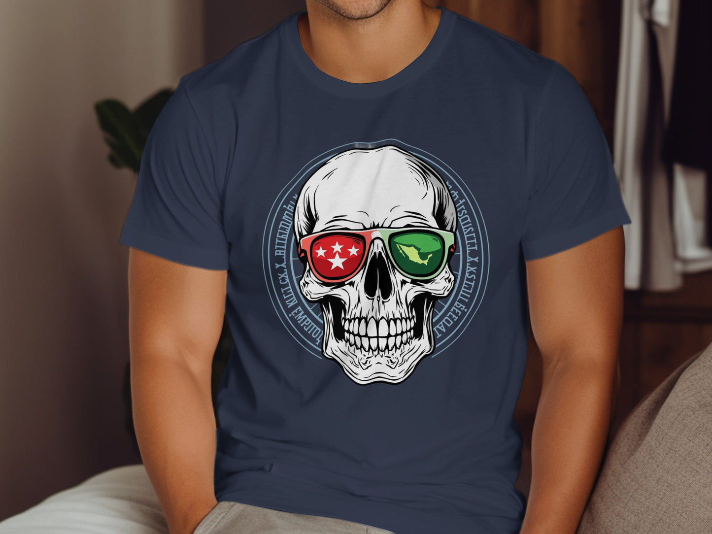 Skull Wearing Flag Sunglasses Graphic T-Shirt product