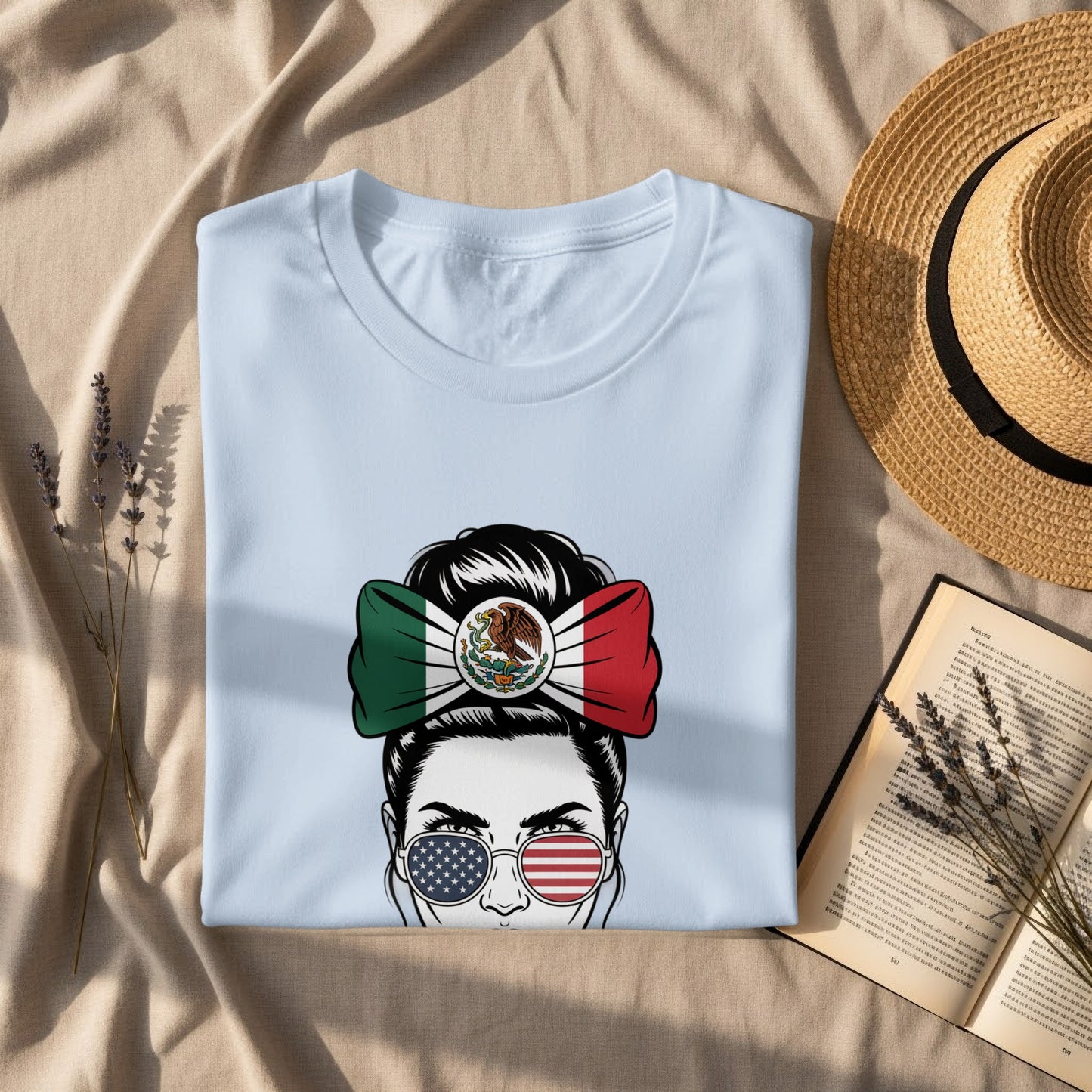Mexican American Flag Bandana Girl graphic Tee product