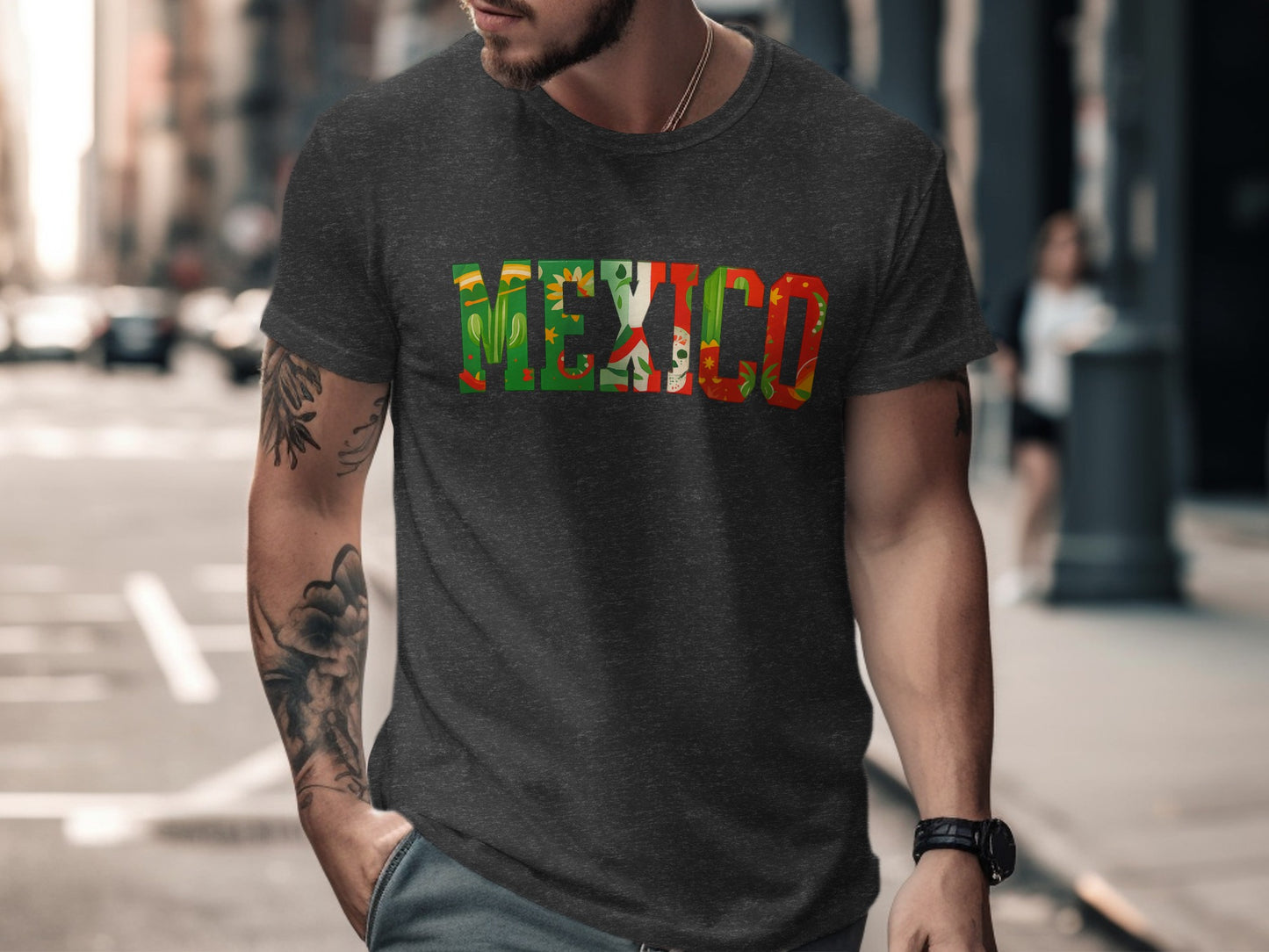 Colorful Mexico Graphic Print Dark Charcoal T-shirt product