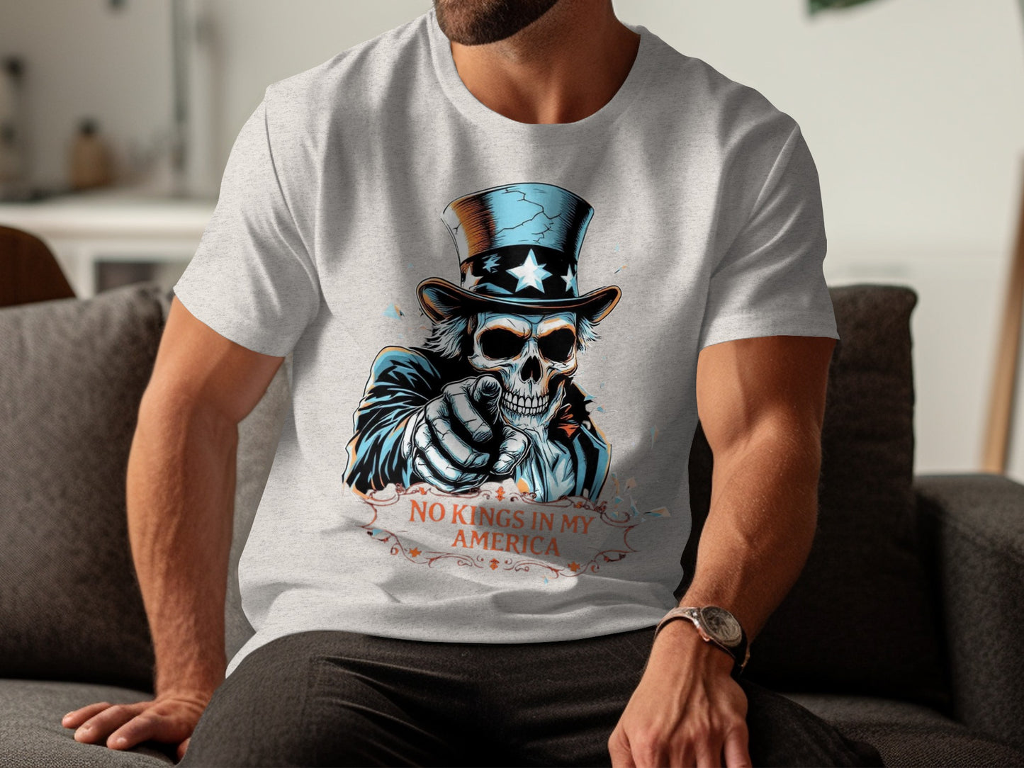 No Kings In My America Skeleton Graphic T-Shirt product