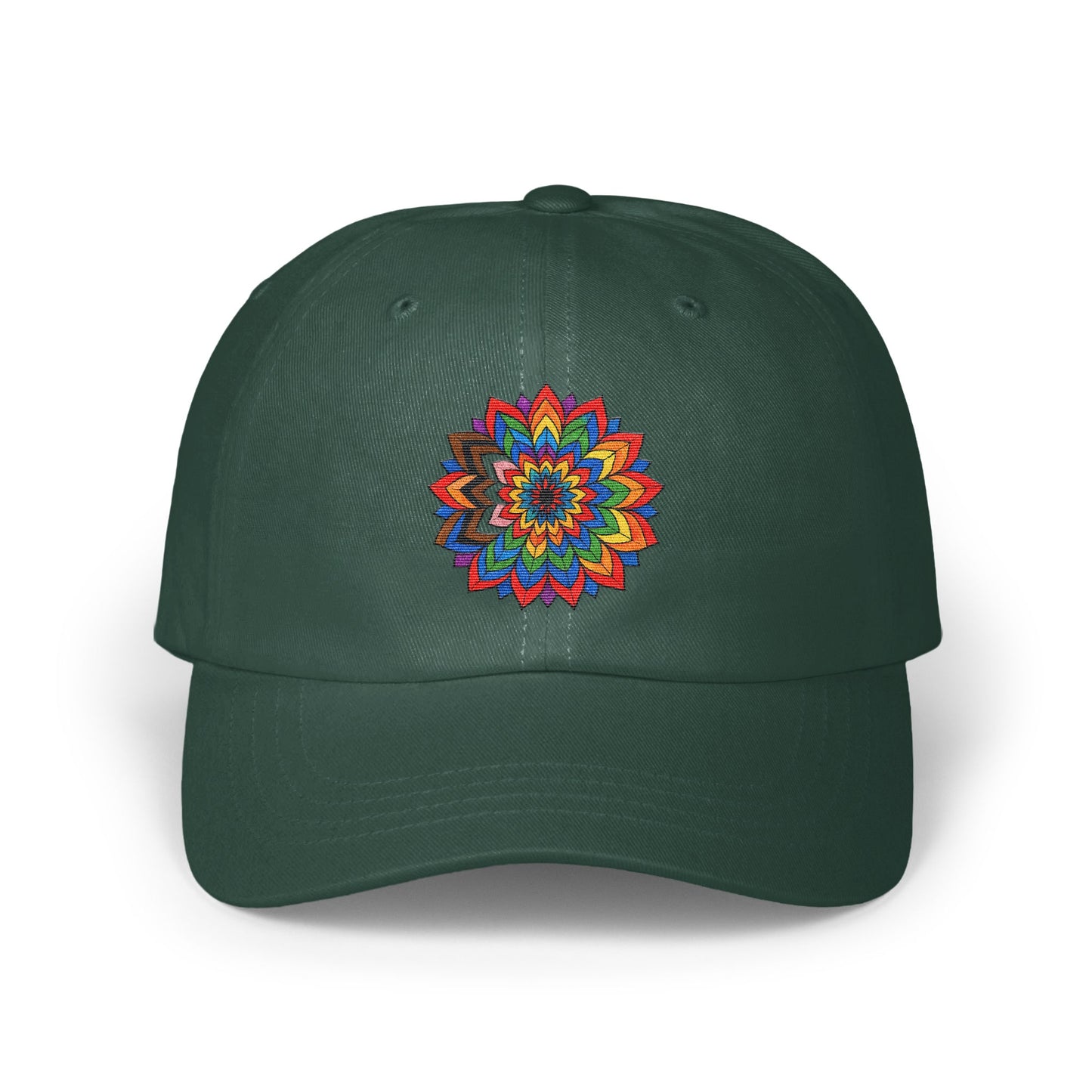 Mandala Embroidered Green Baseball Cap hat