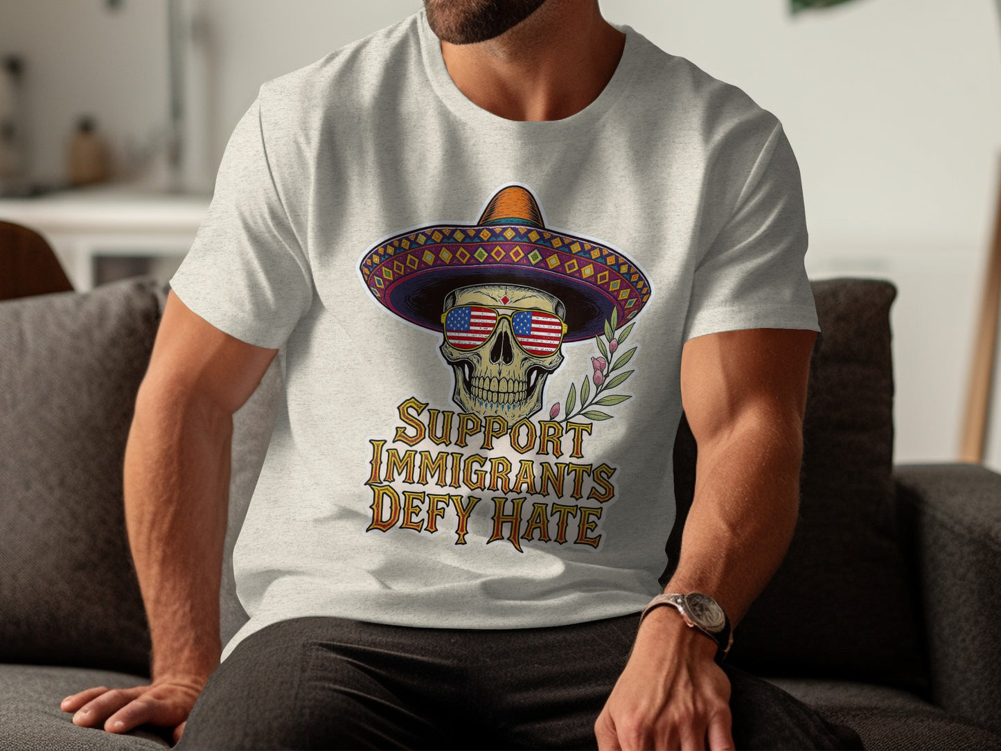 Support Immigrants Defy Hate Skull Shirt product