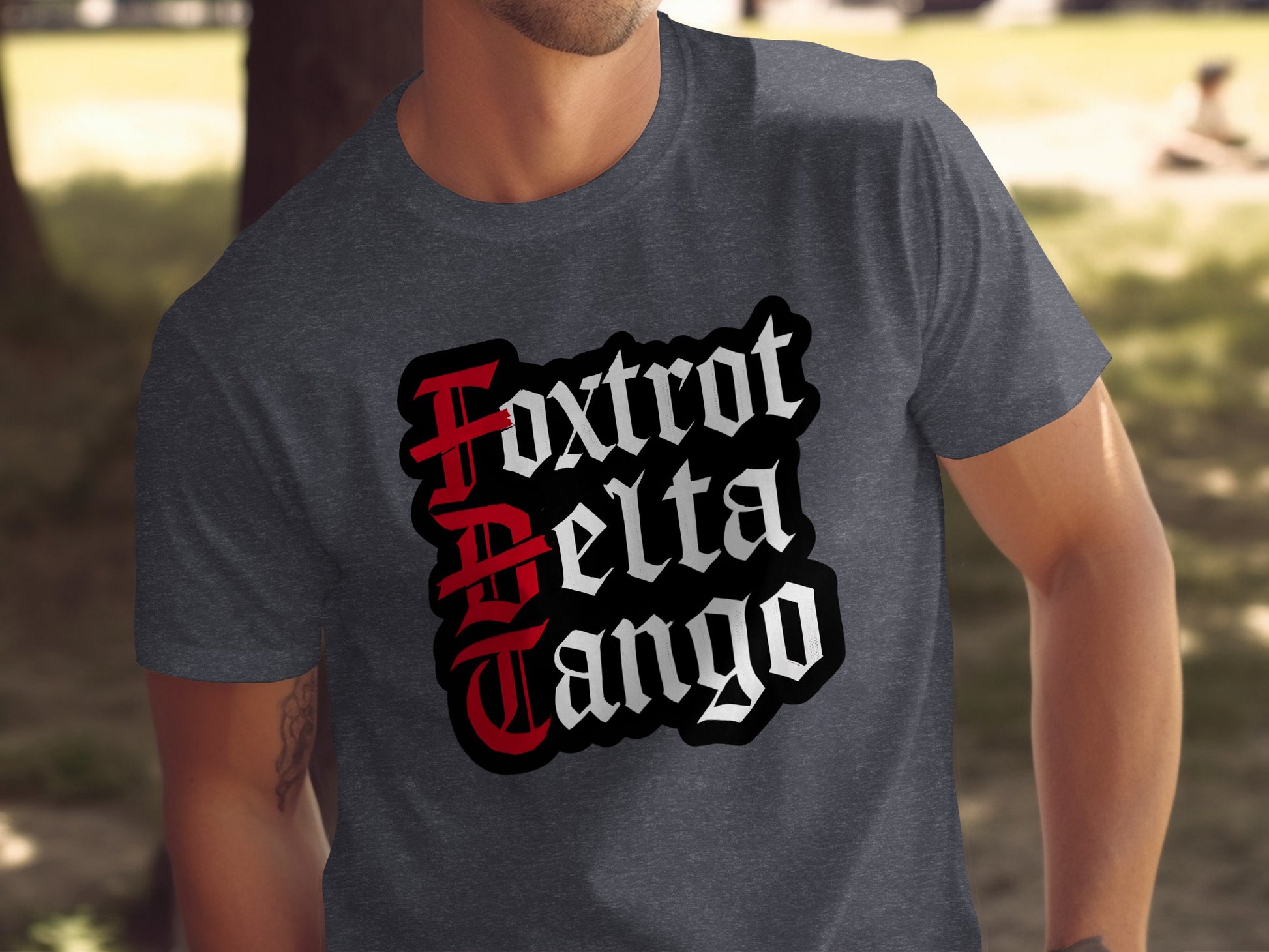 Foxtrot Delta Tango bold graphic design t-shirt product