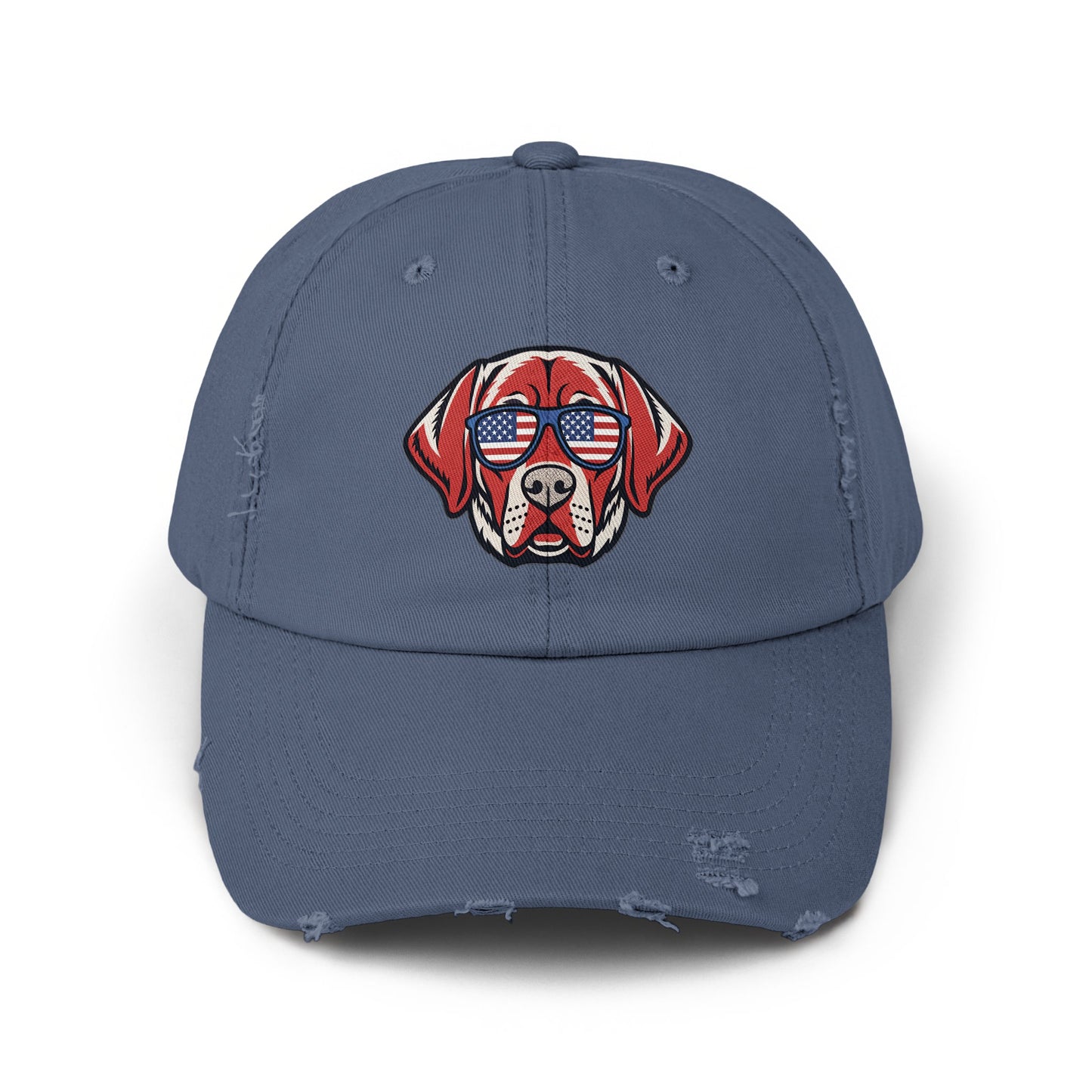 Patriotic Dog Design Distressed Adjustable Cap product
