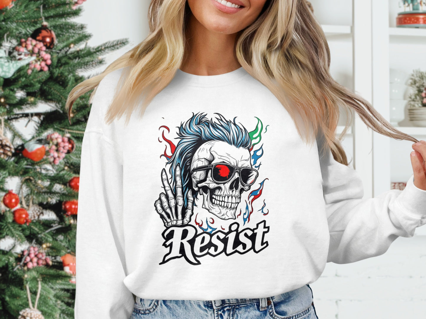 Resist Skull with Spiky Hair Graphic Shirt product type