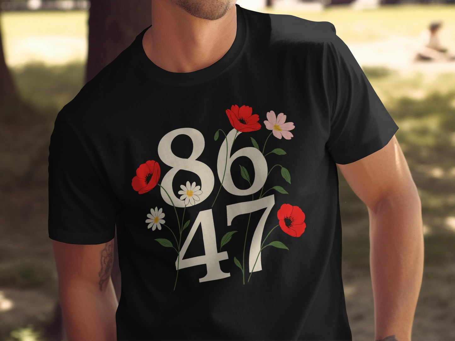 86 47 Floral Graphic Number Design T-shirt product