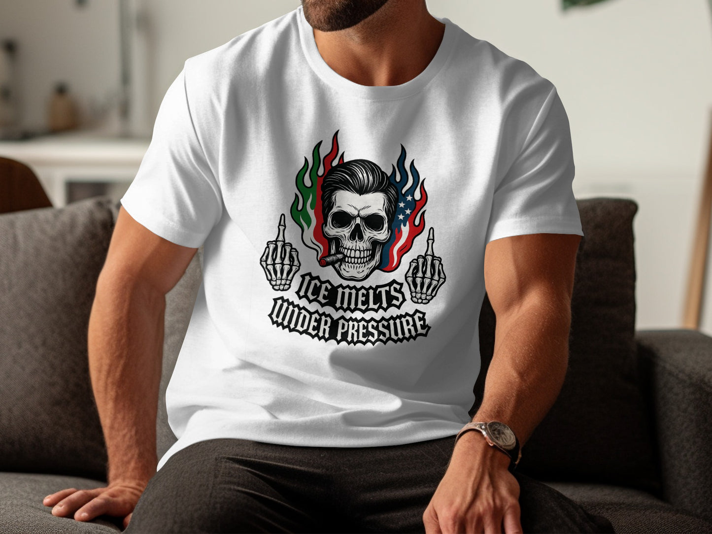 Ice Melts Under Pressure Skull Design T-shirt product