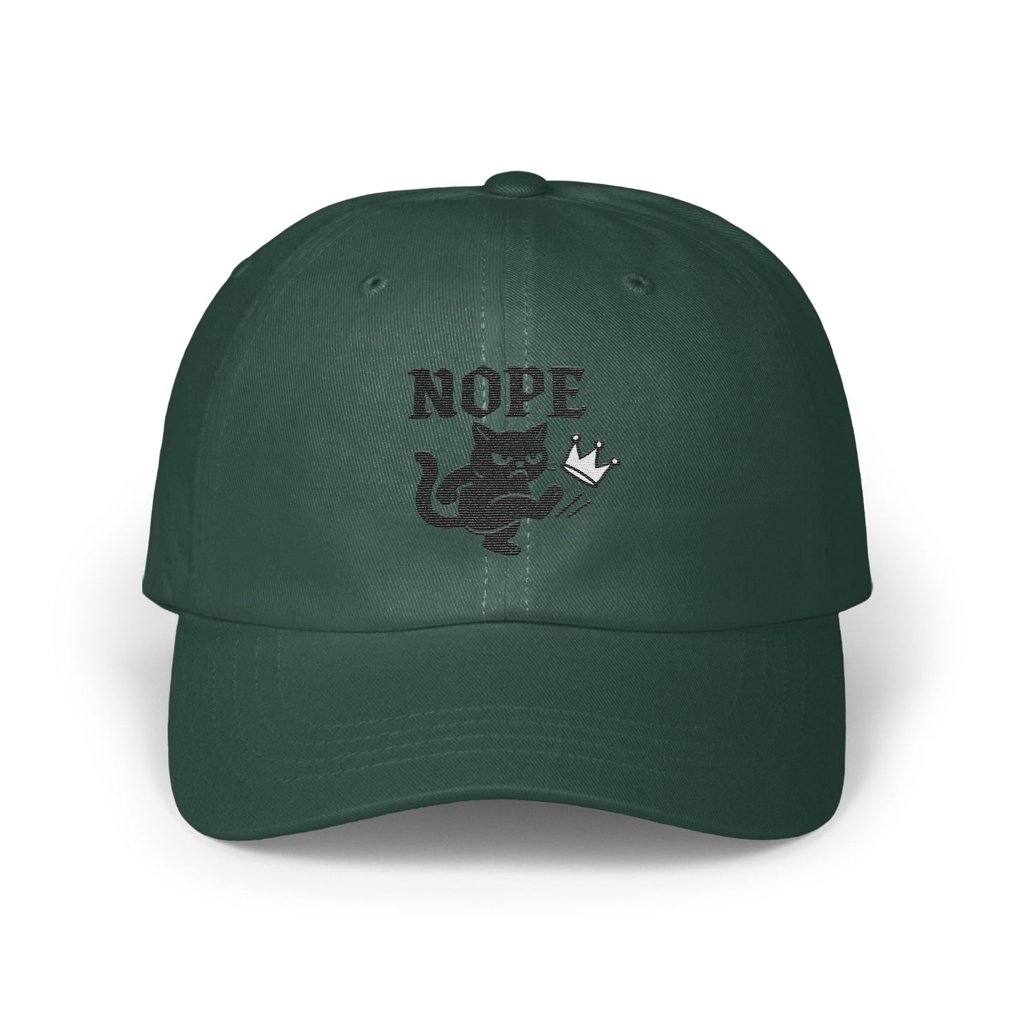 Nope Cat with Crown Embroidery Green Cap product