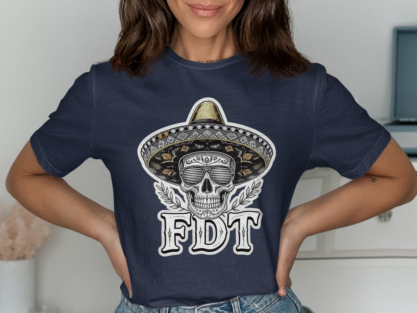 Dark Blue T-Shirt with Detailed Skull Design product