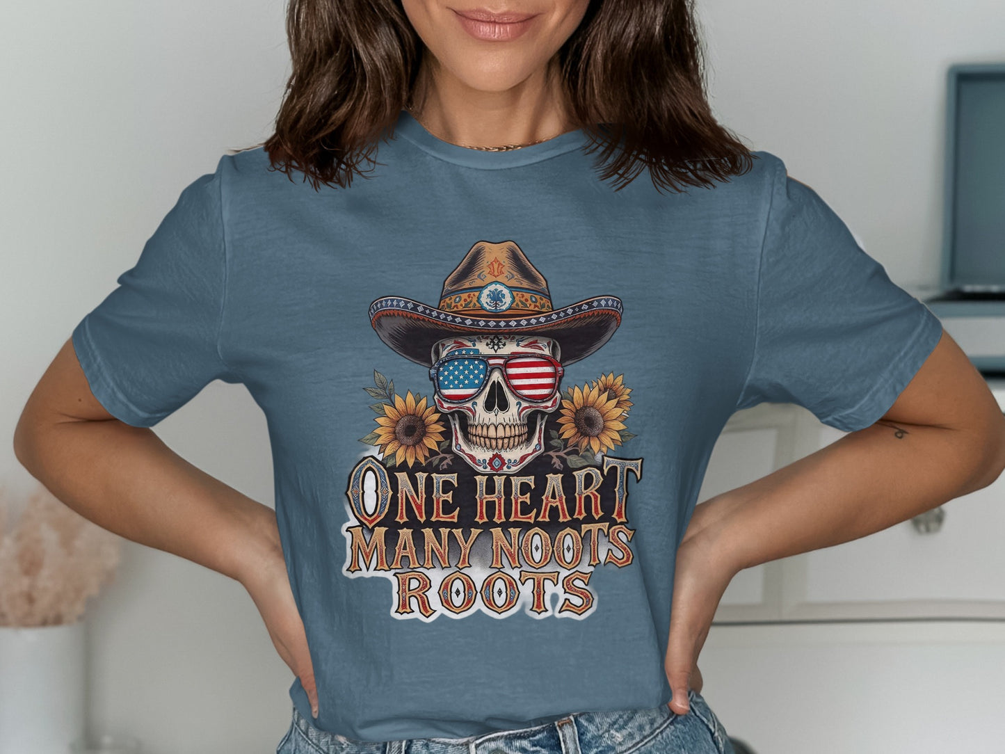 One Heart Many Roots Skull Graphic T-shirt product