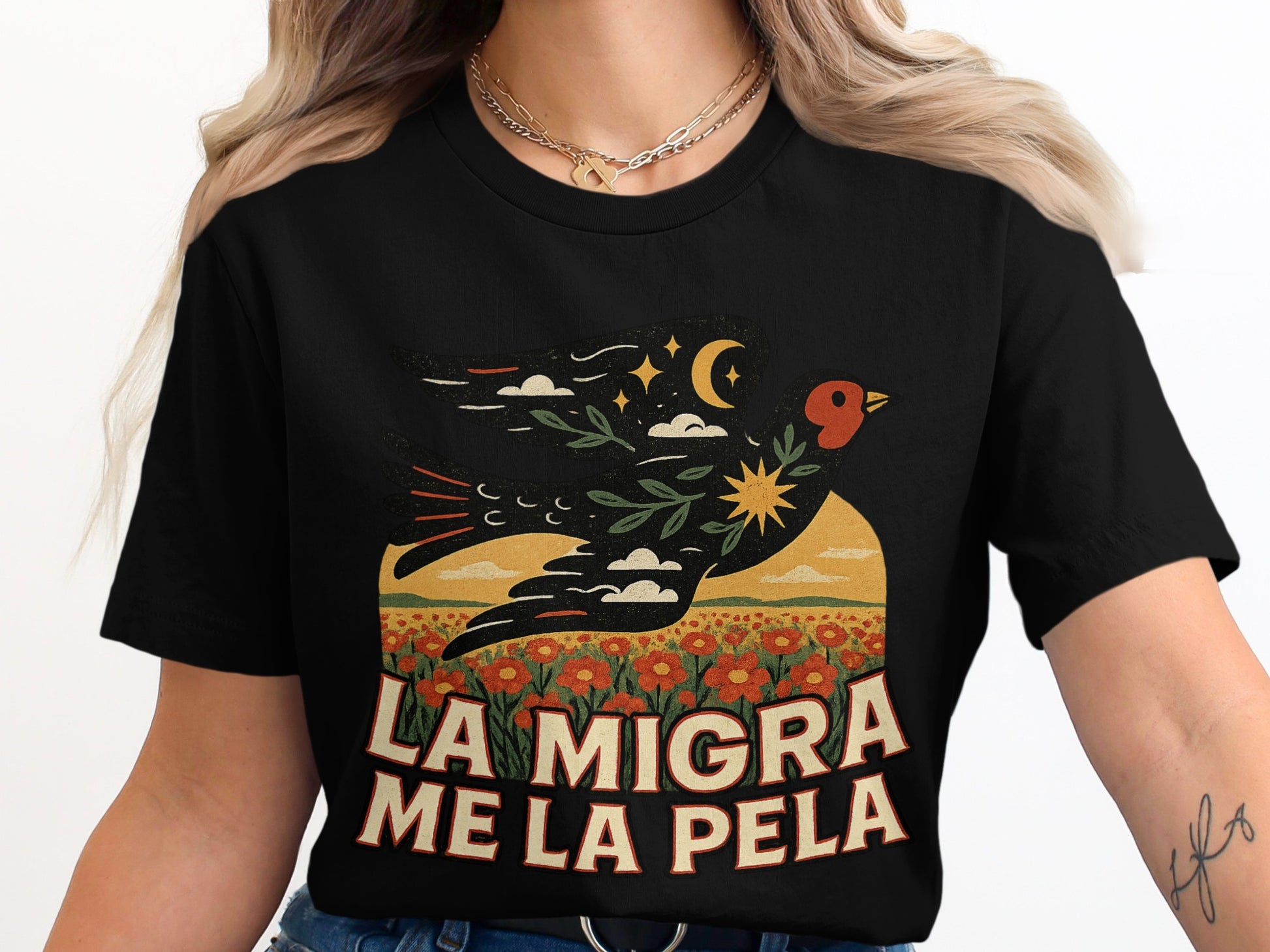 La Migra Me La Pela Graphic Black T-Shirt product