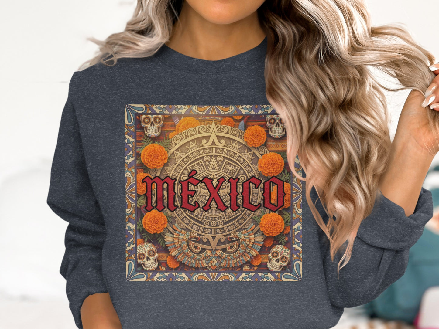 Mexico Aztec Calendar Dia de los Muertos Sweatshirt product