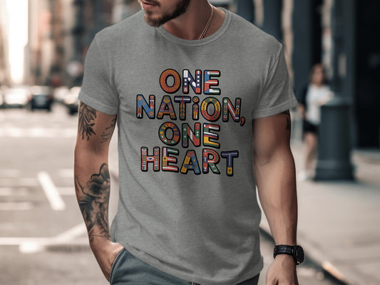 One Nation One Heart Graphic Tee Shirt Product