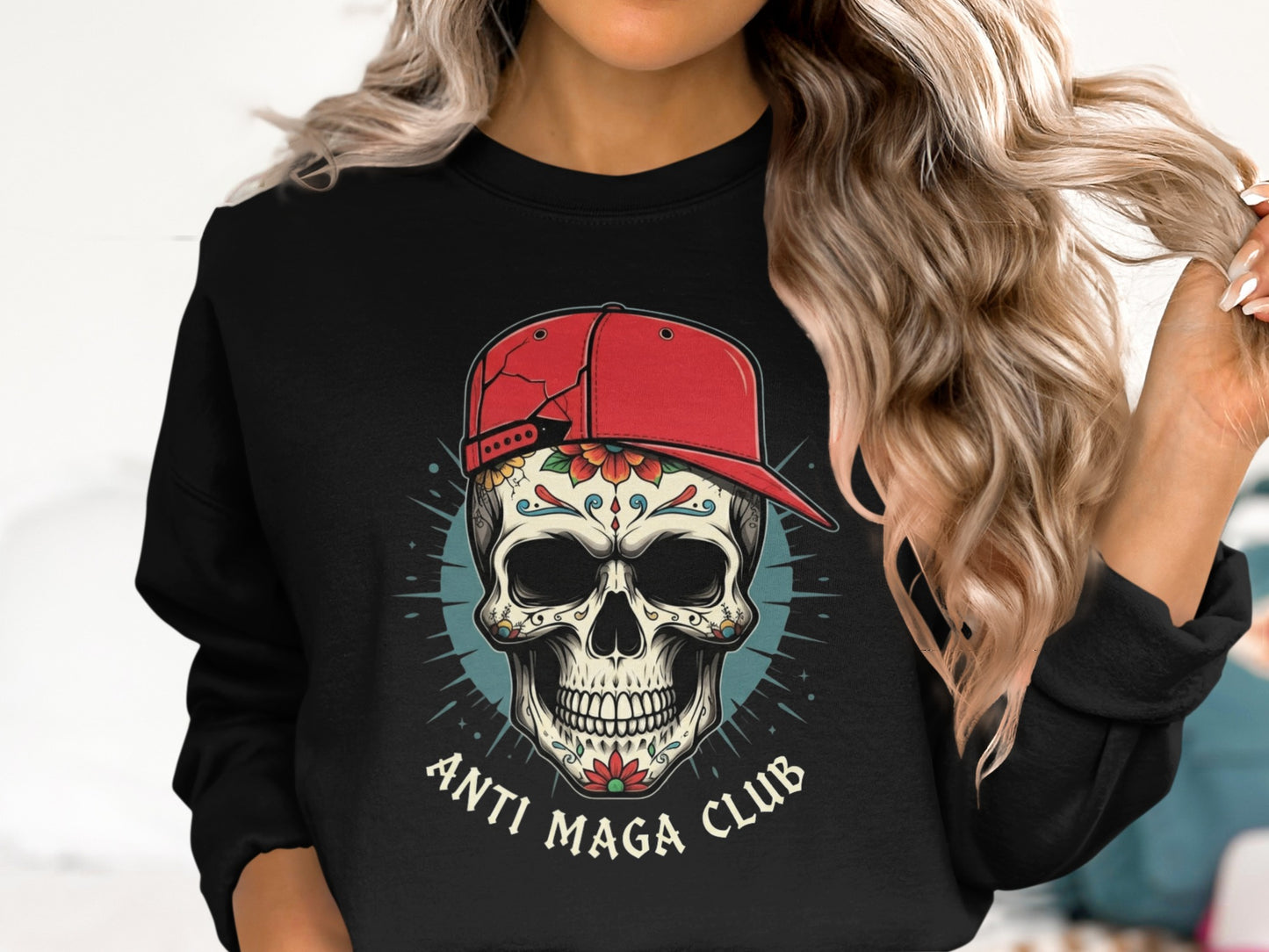Anti MAGA Club Skull Design Sweatshirt Product