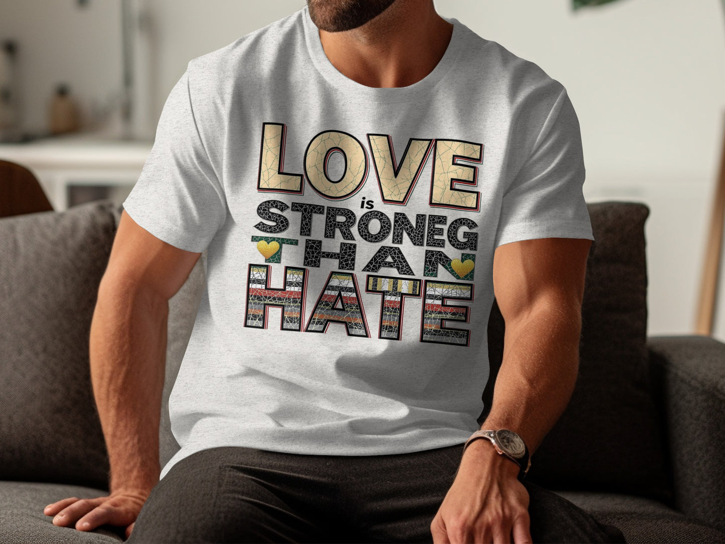 Love is Stronger Than Hate Text Design Shirt product