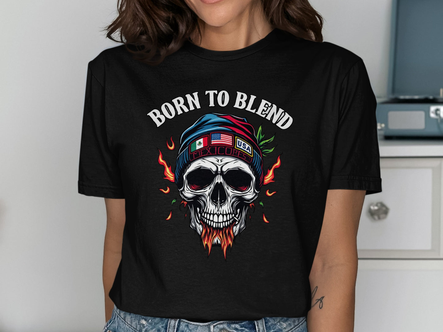Born to Blend Skull Design T-shirt product type