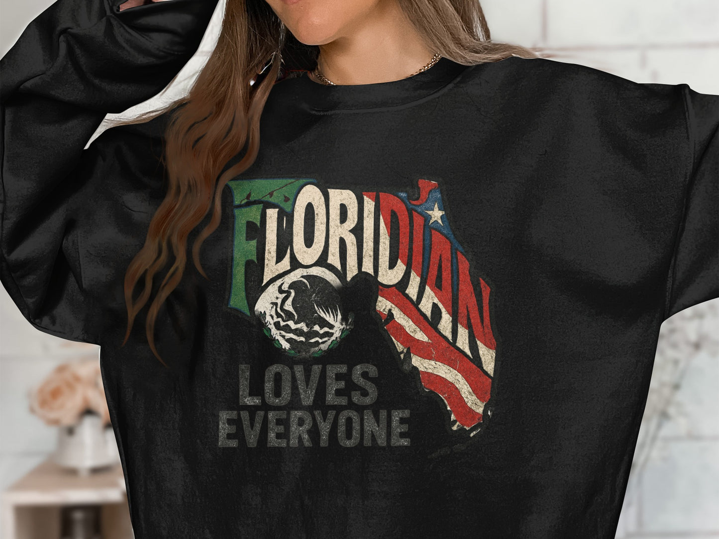 Floridian Loves Everyone Graphic Black Sweatshirt product