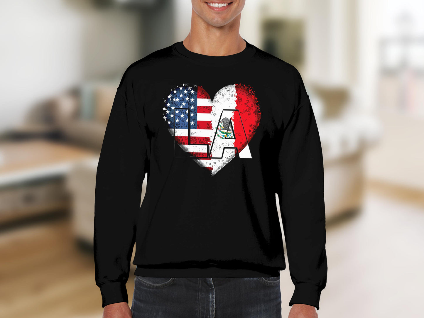 Patriotic LA American Flag Heart Sweatshirt product