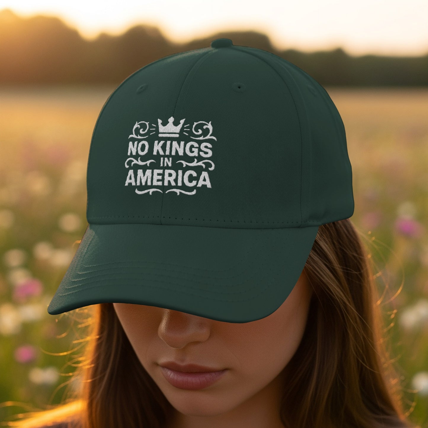 No Kings in America Green Unisex Hat product type