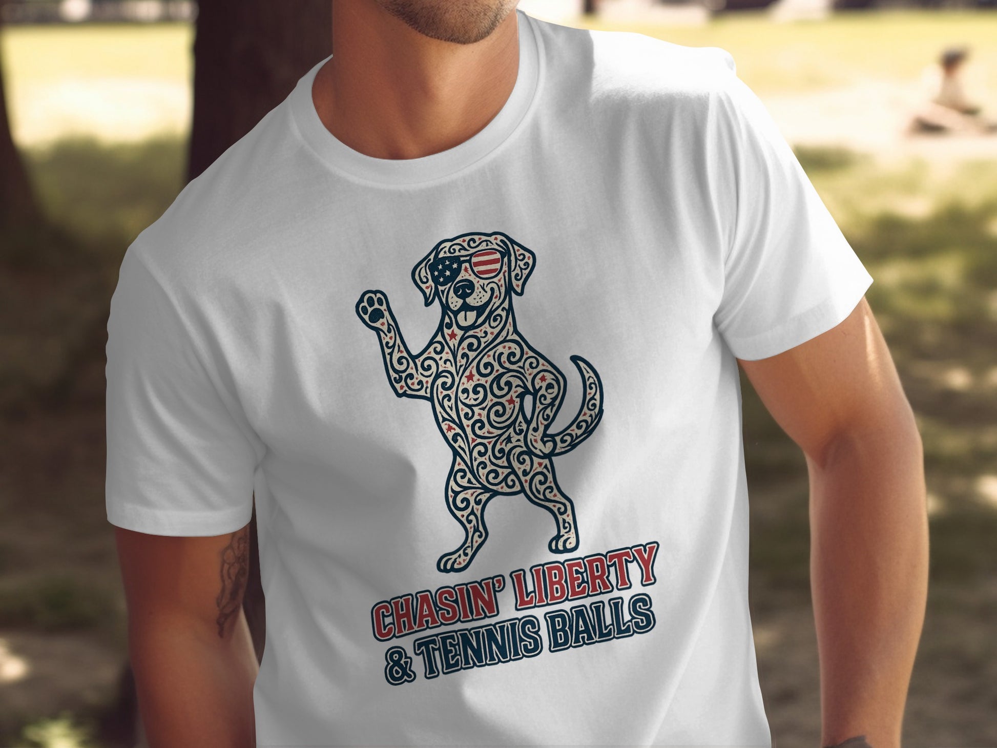 Chasin' Liberty and Tennis Balls Design T-shirt product