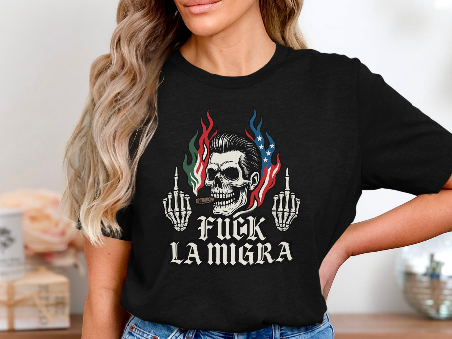 Skull and Flames Design Statement Shirt product type