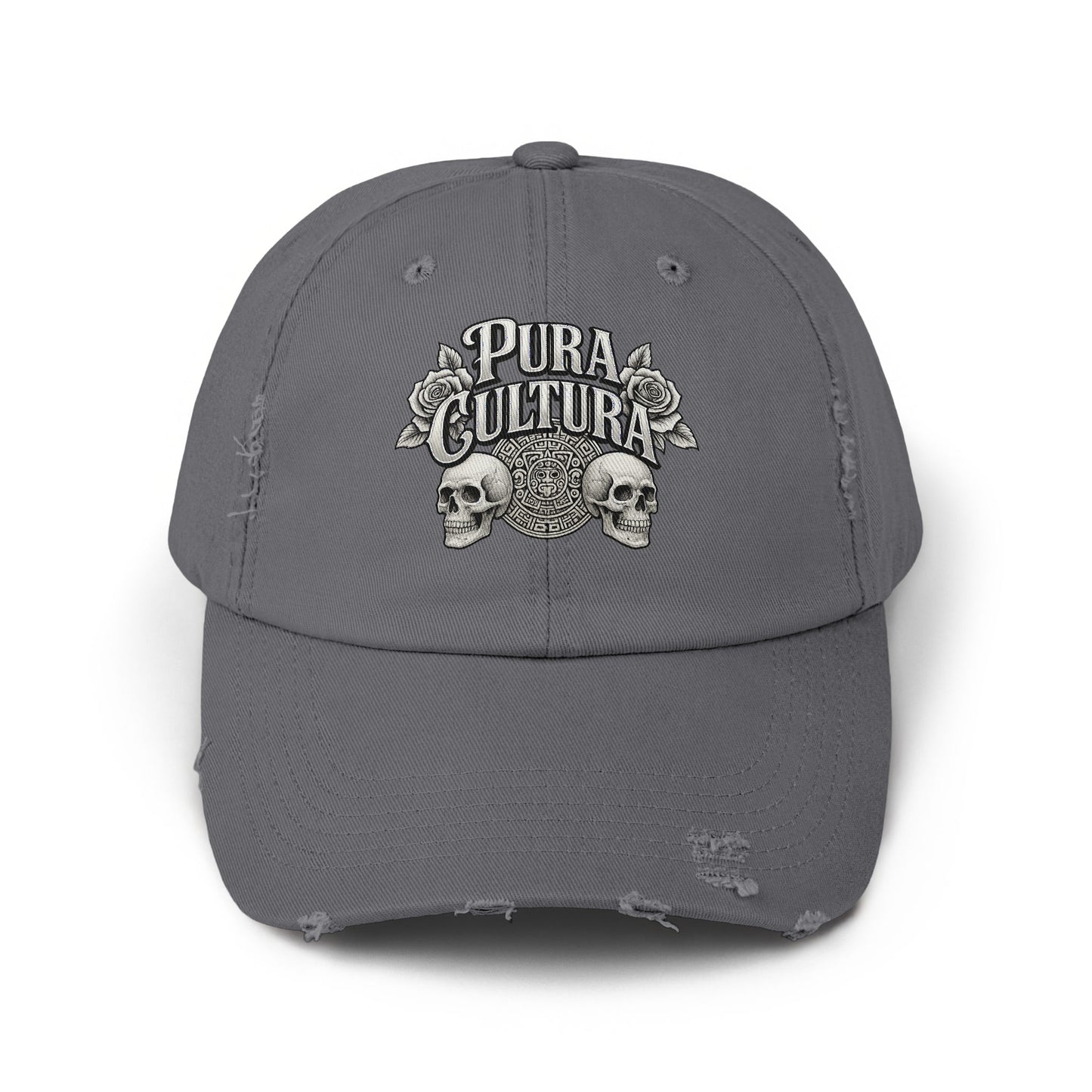 Pura Cultura Skull Design Distressed Gray Hat product type