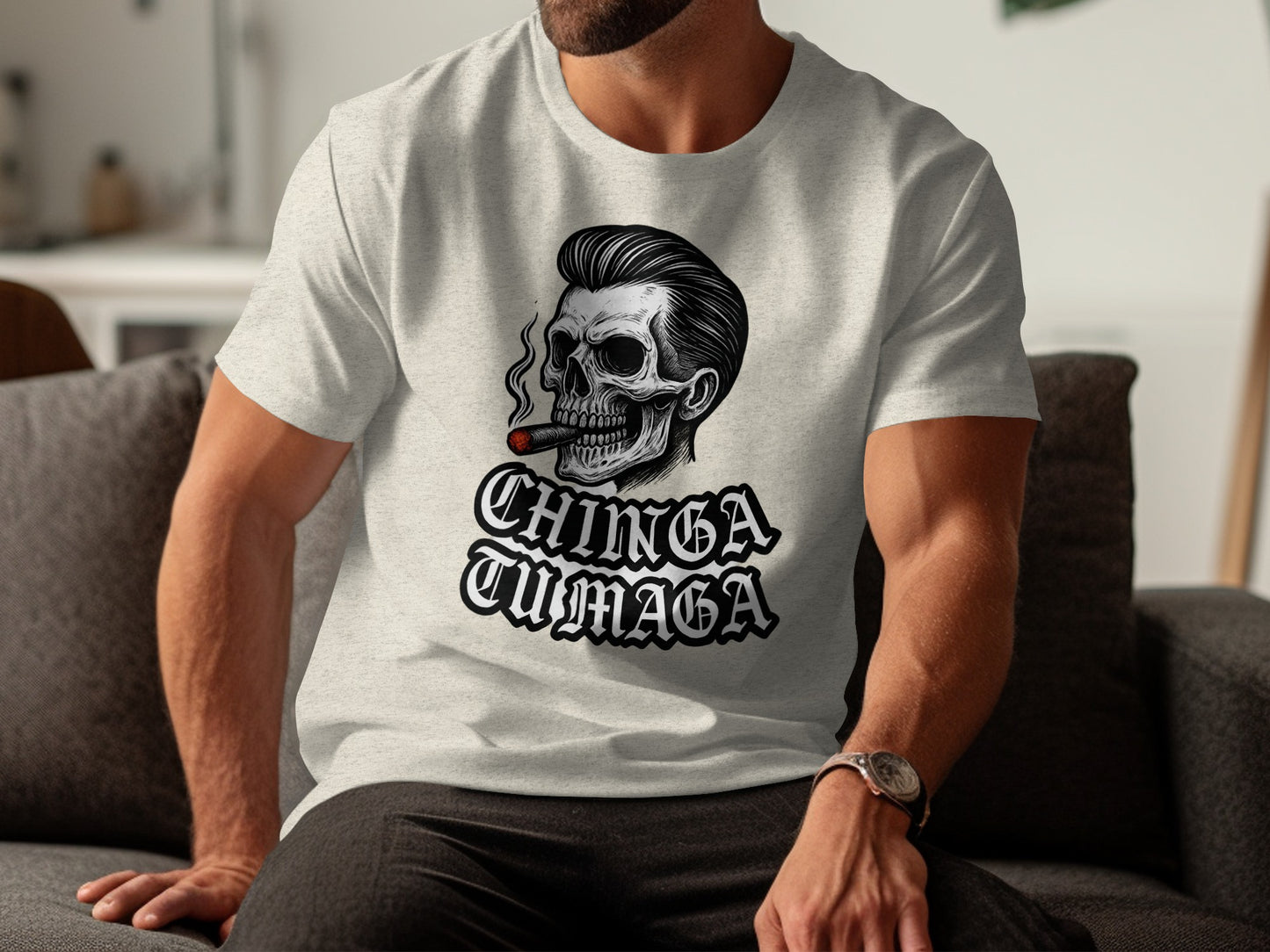 Skeleton Smoking Skull Graphic Printed T-Shirt product type