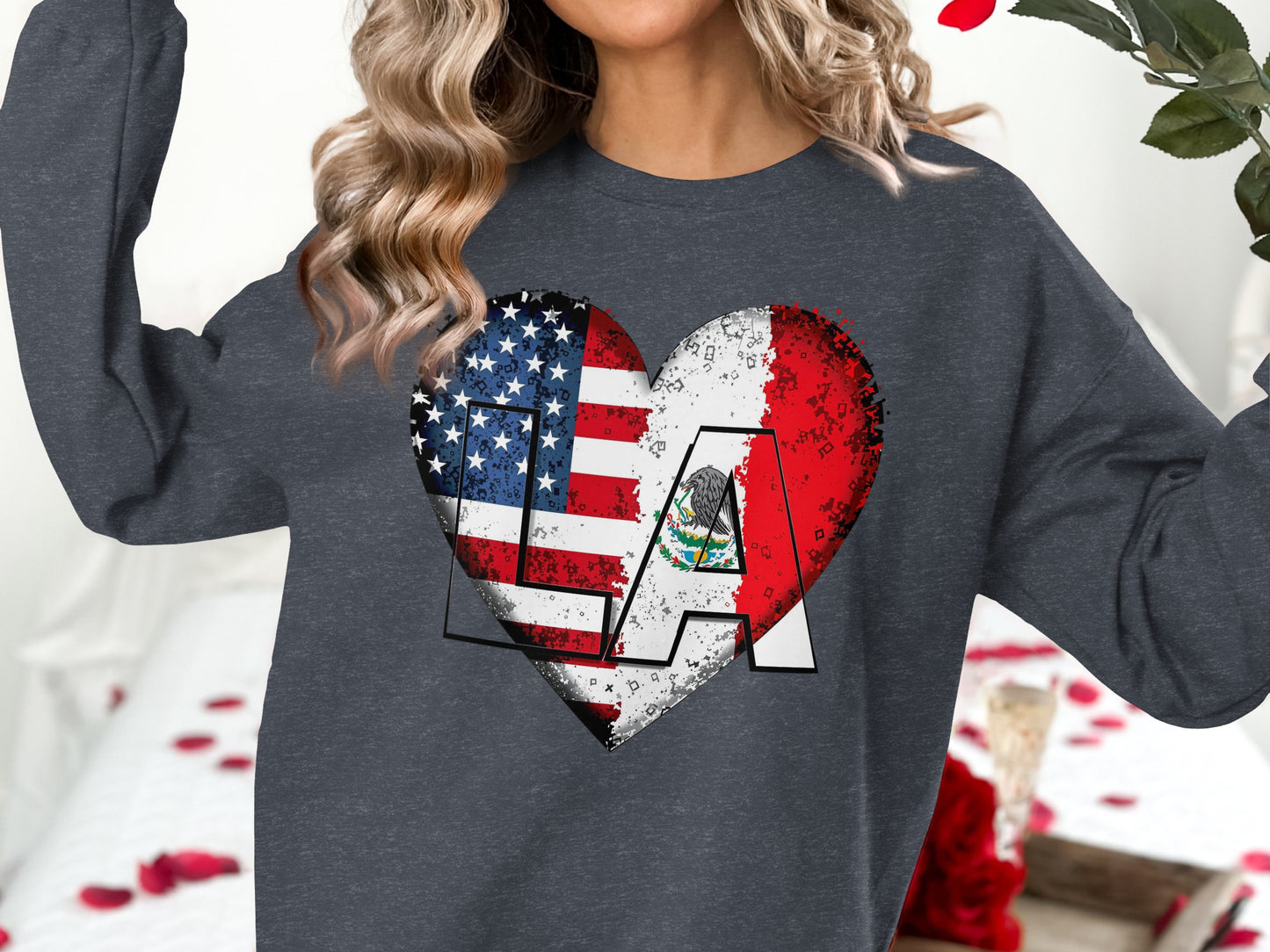 Patriotic LA Heart Design On Unisex Sweatshirt product