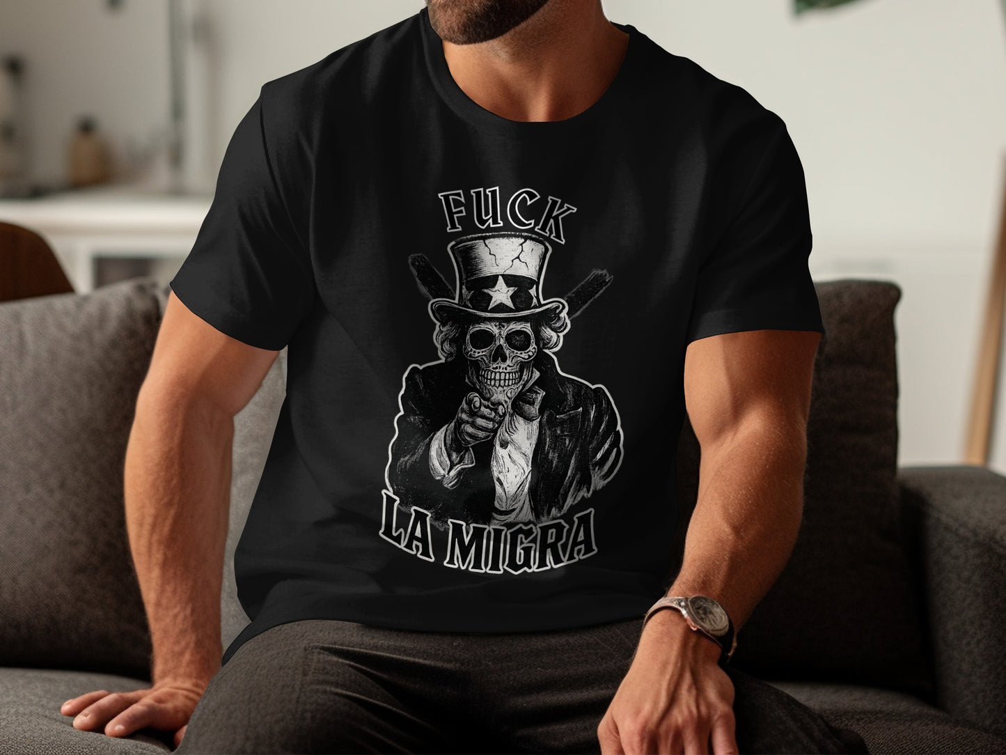 Uncle Sam Skull La Migra Statement Tee product