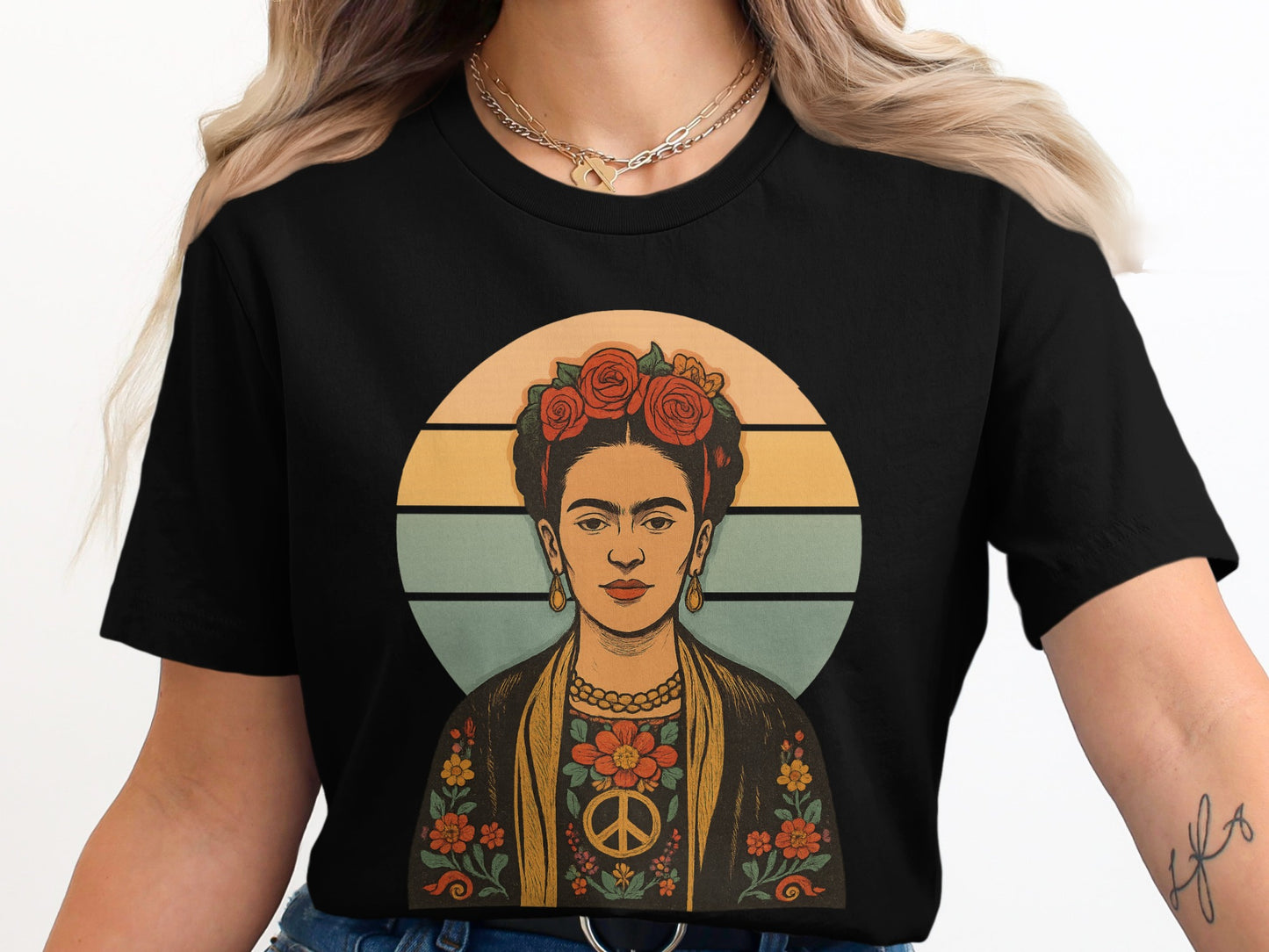 Frida Kahlo Peace and Flowers Graphic T-Shirt product type