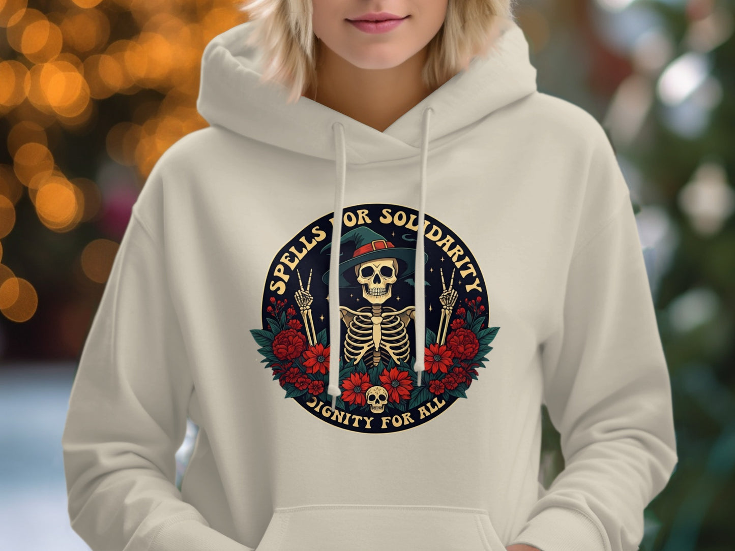 Spells For Solidarity Dignity For All Skull Hoodie product type