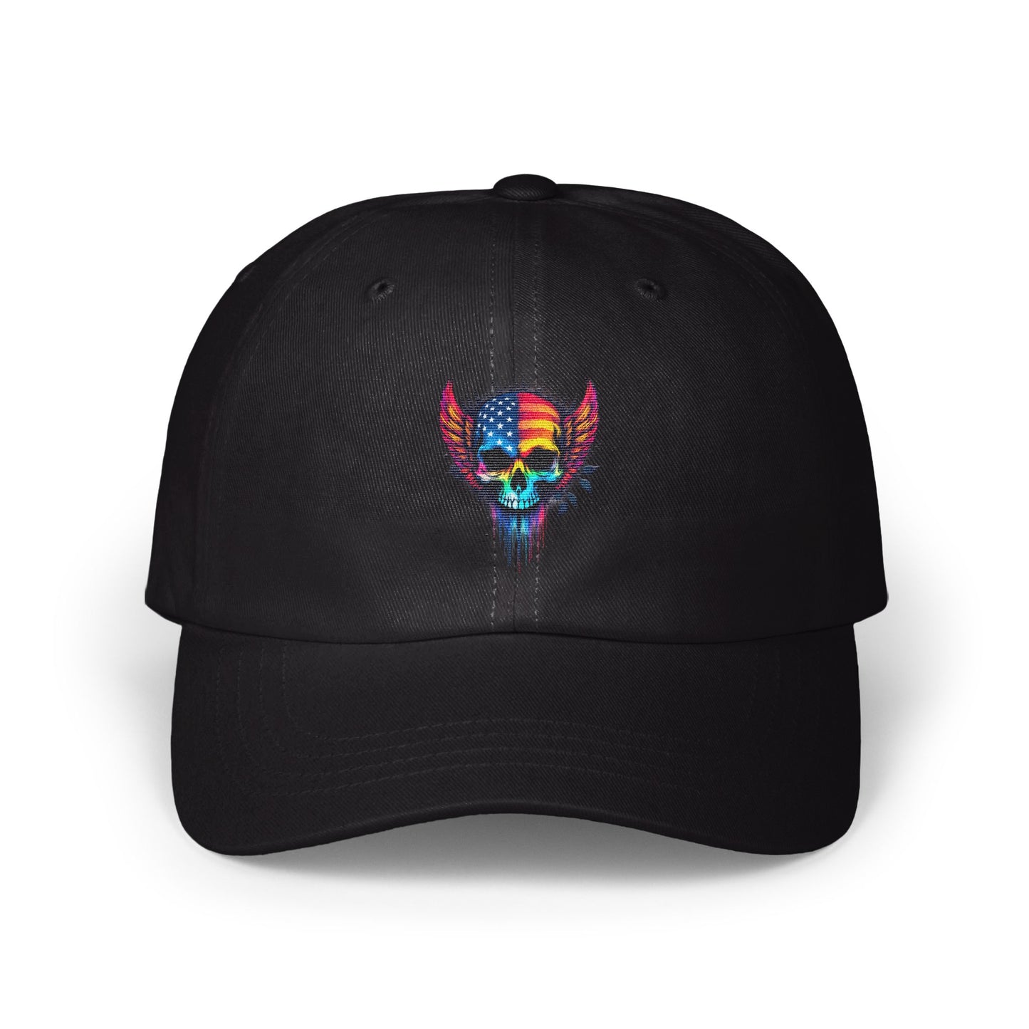 Rainbow Skull Winged Emblem Embroidered Hat product