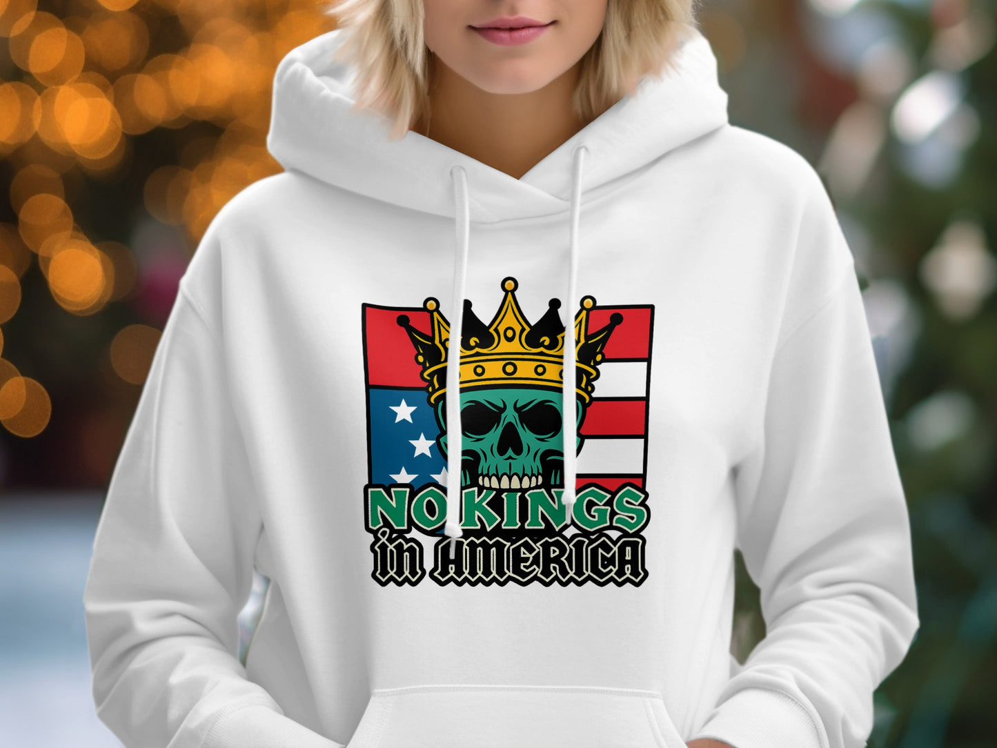 No Kings in America Skull Hoodie product