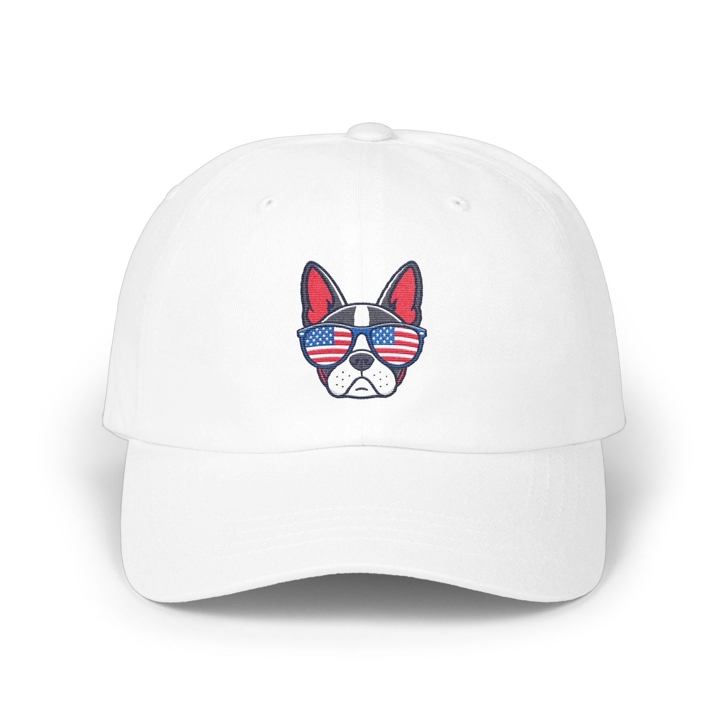 Patriotic Bulldog with USA Flag Glasses Hat product type