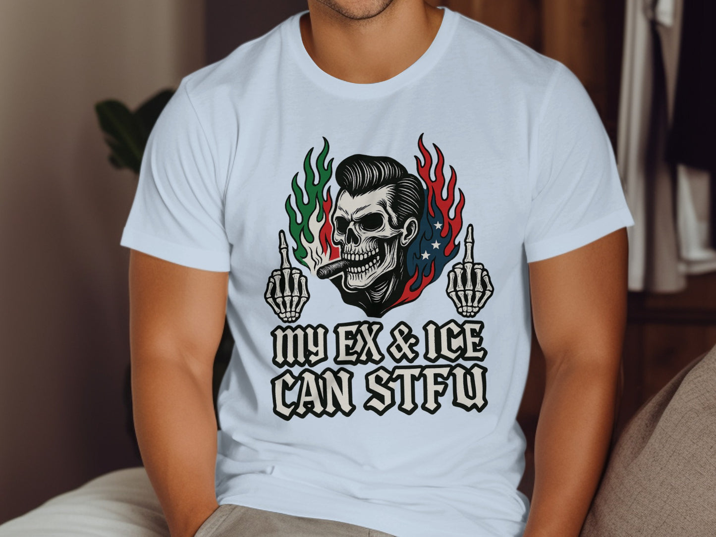 My Ex and Ice Can STFU Funny Skull Art Shirt product