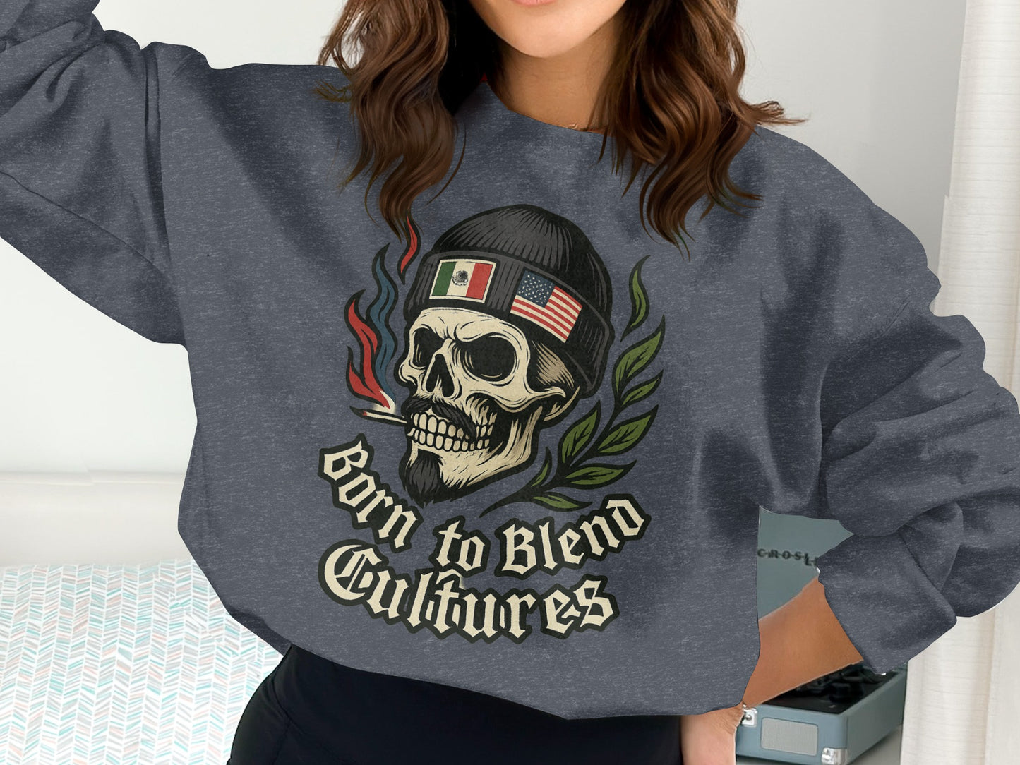Born To Blend Cultures Skull Graphic Sweatshirt product