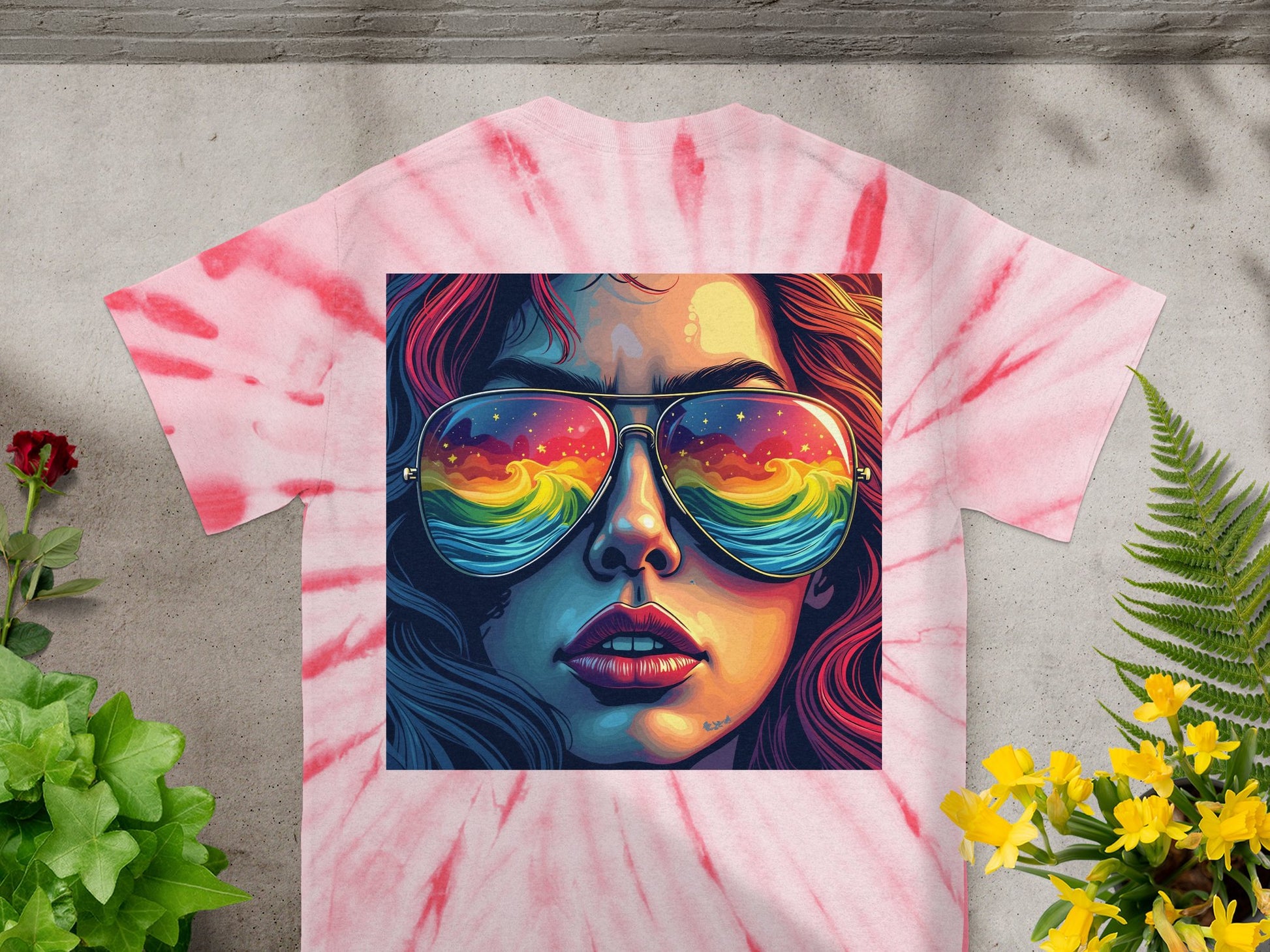 Reflective Sunglasses and Woman Graphic Art T-shirt product type