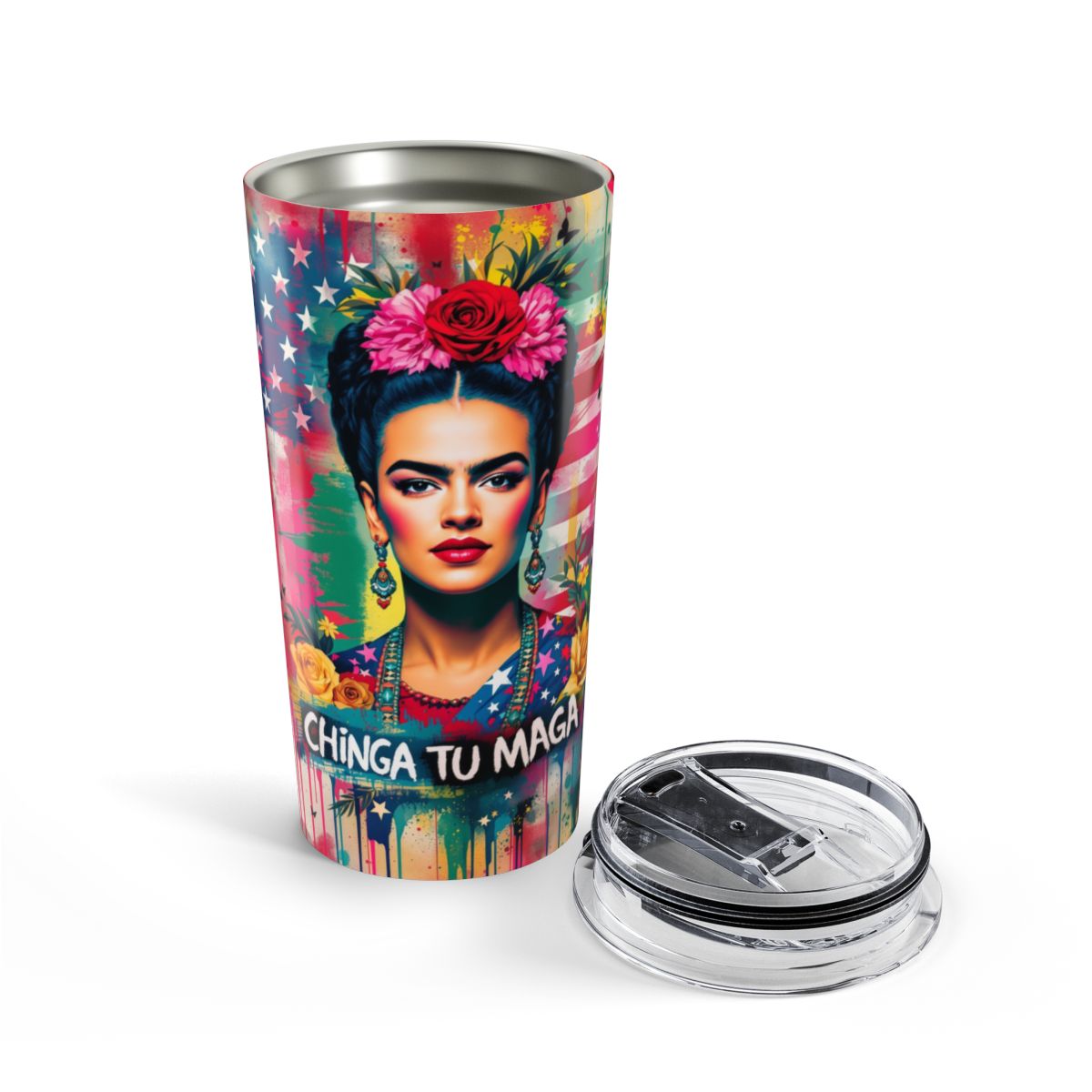 Colorful Frida Kahlo Insulated Travel Tumbler