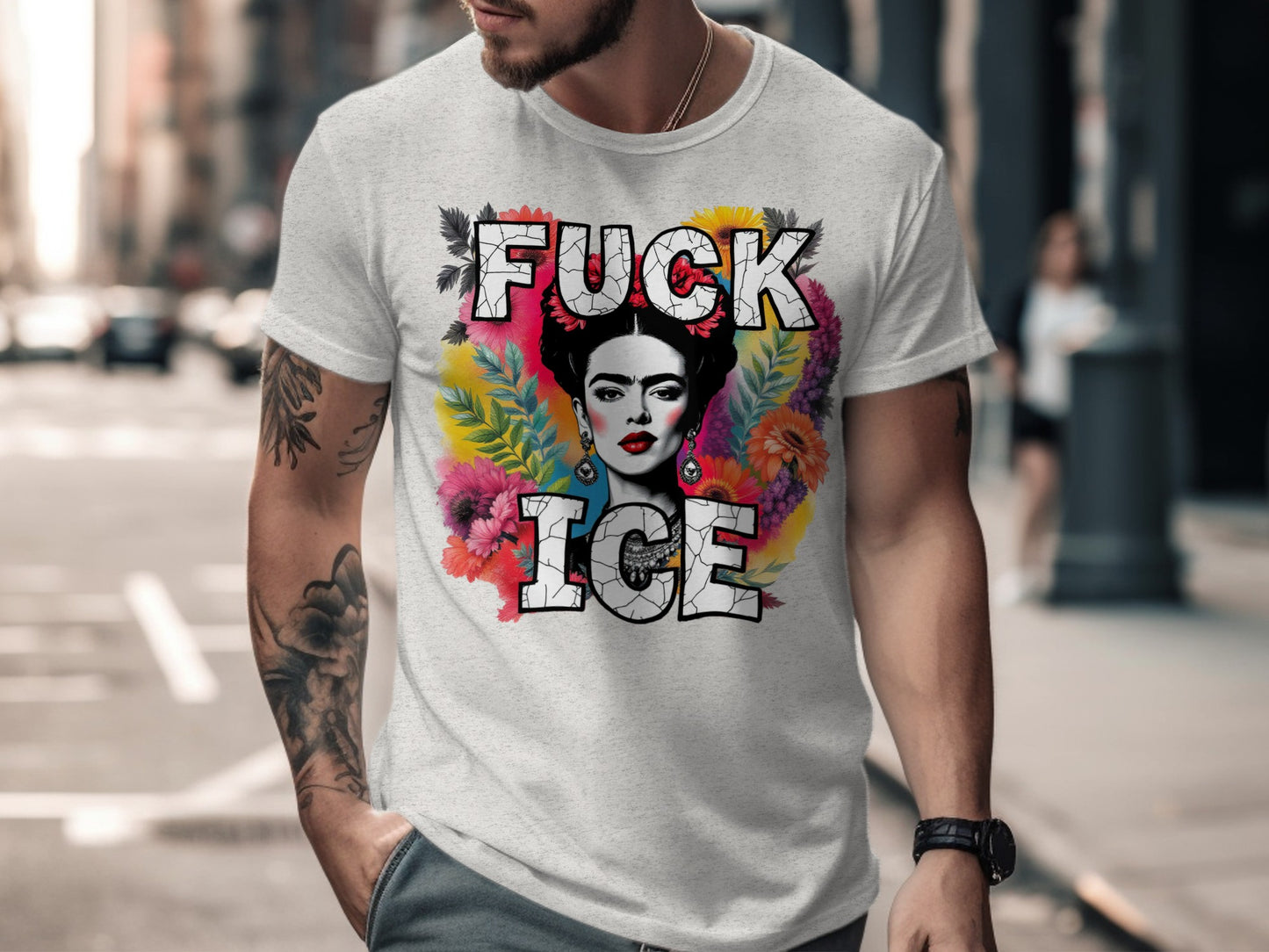 Bold Graphic Statement T-shirt with Artistic Portrait product type