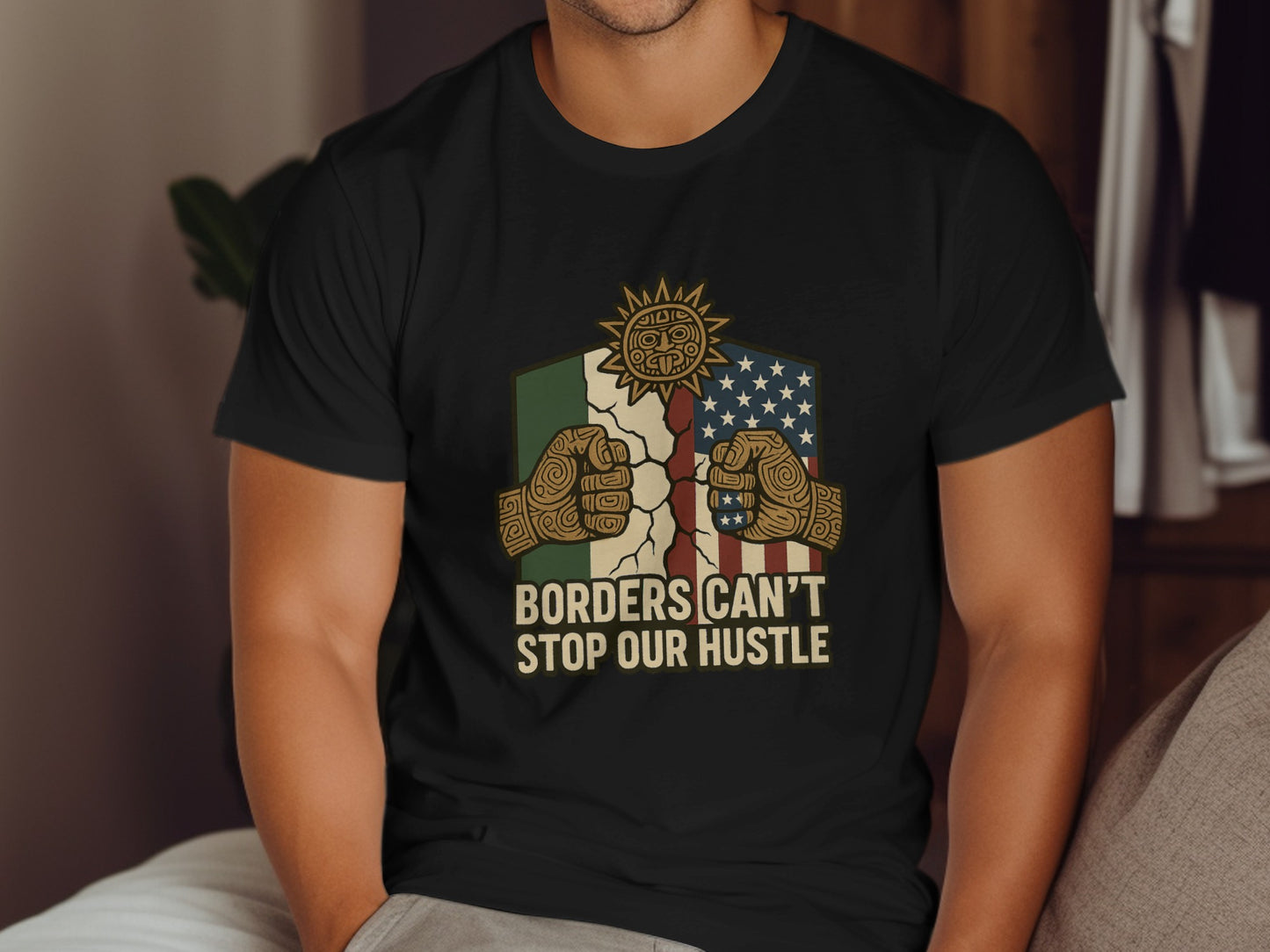 Borders Can't Stop Our Hustle Graphic T-Shirt product type