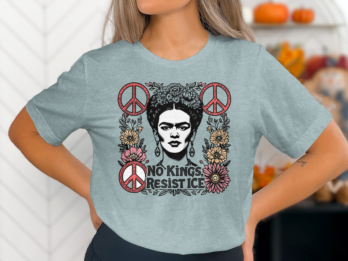 No Kings Resist Ice Flowers Peace Sign Shirt product
