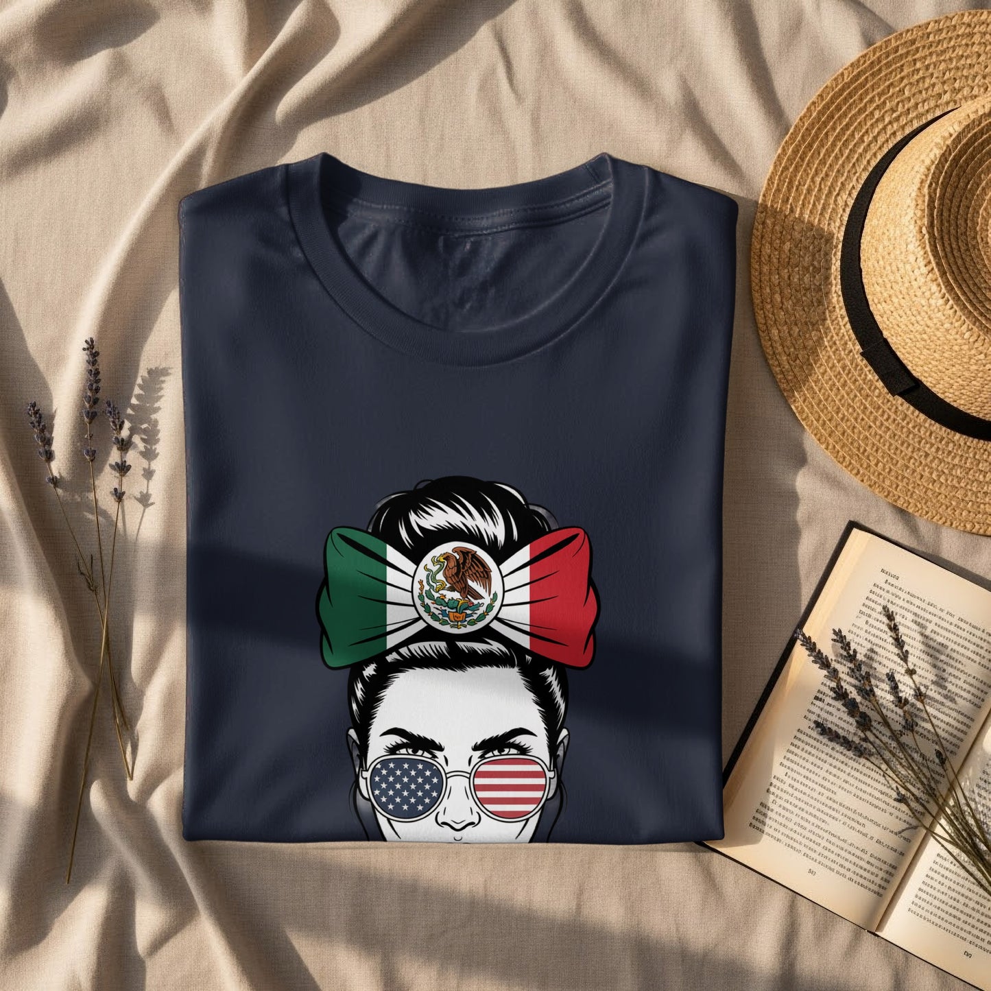 Mexican Flag Bow Sunglasses Girl Graphic T Shirt product