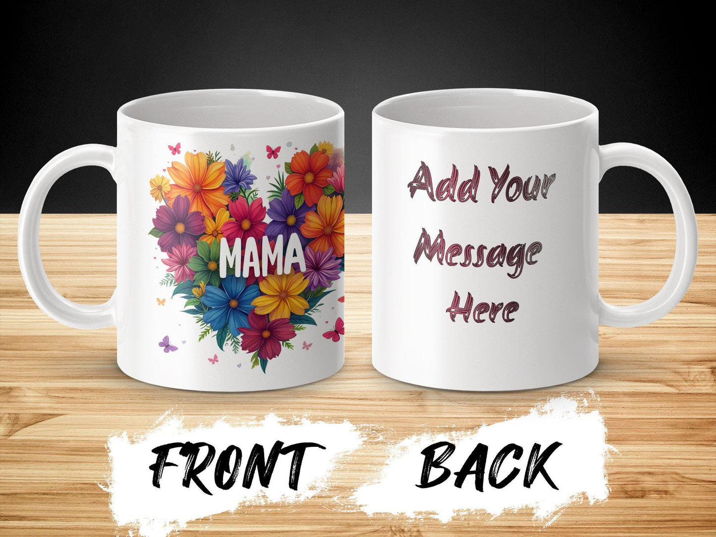 Mom Mug: Custom Floral Heart Flowers Coffee Travel Gifted