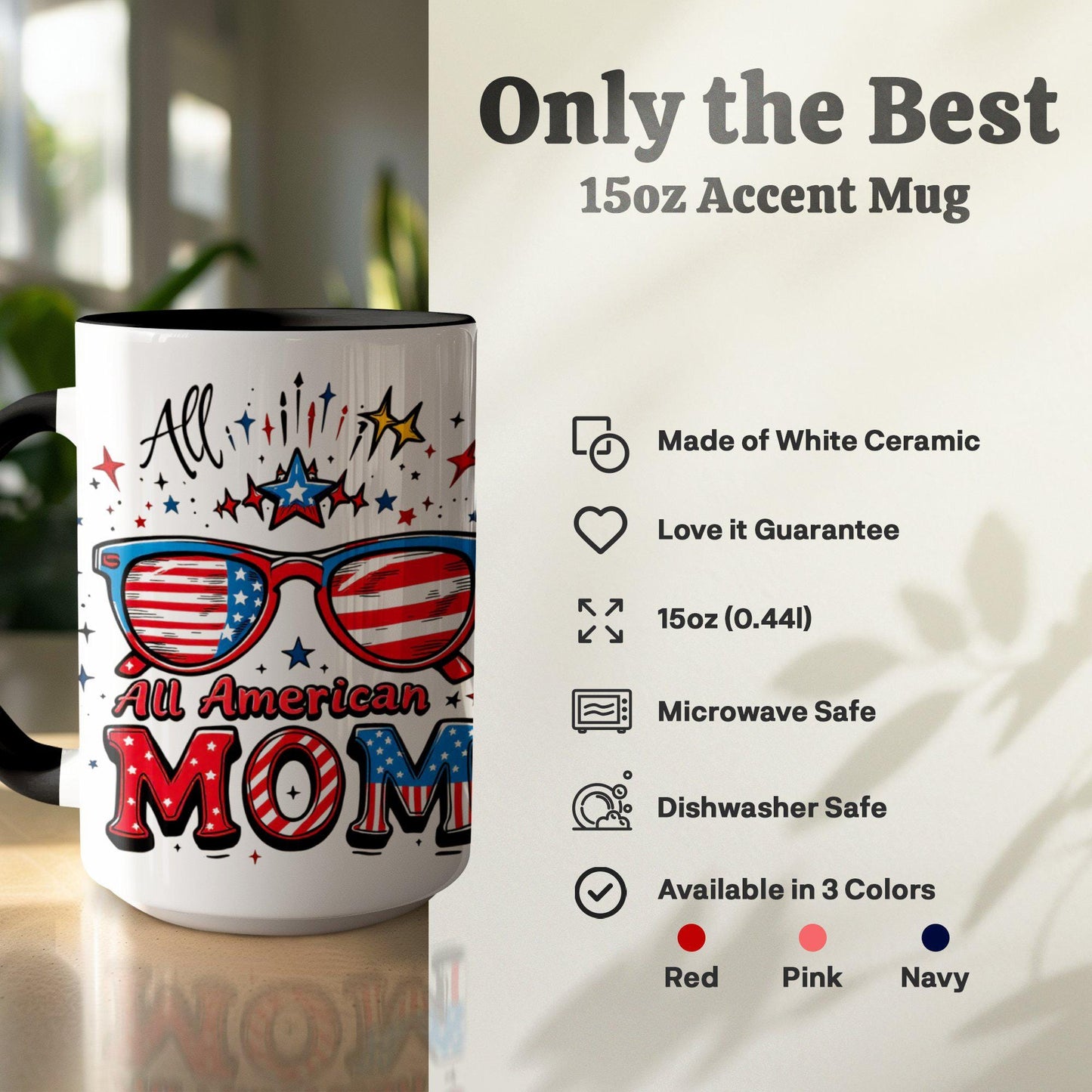 Mom Mug Gifted for All-American Mothers - Customizable Birthday and Mother's Day Travel Mug