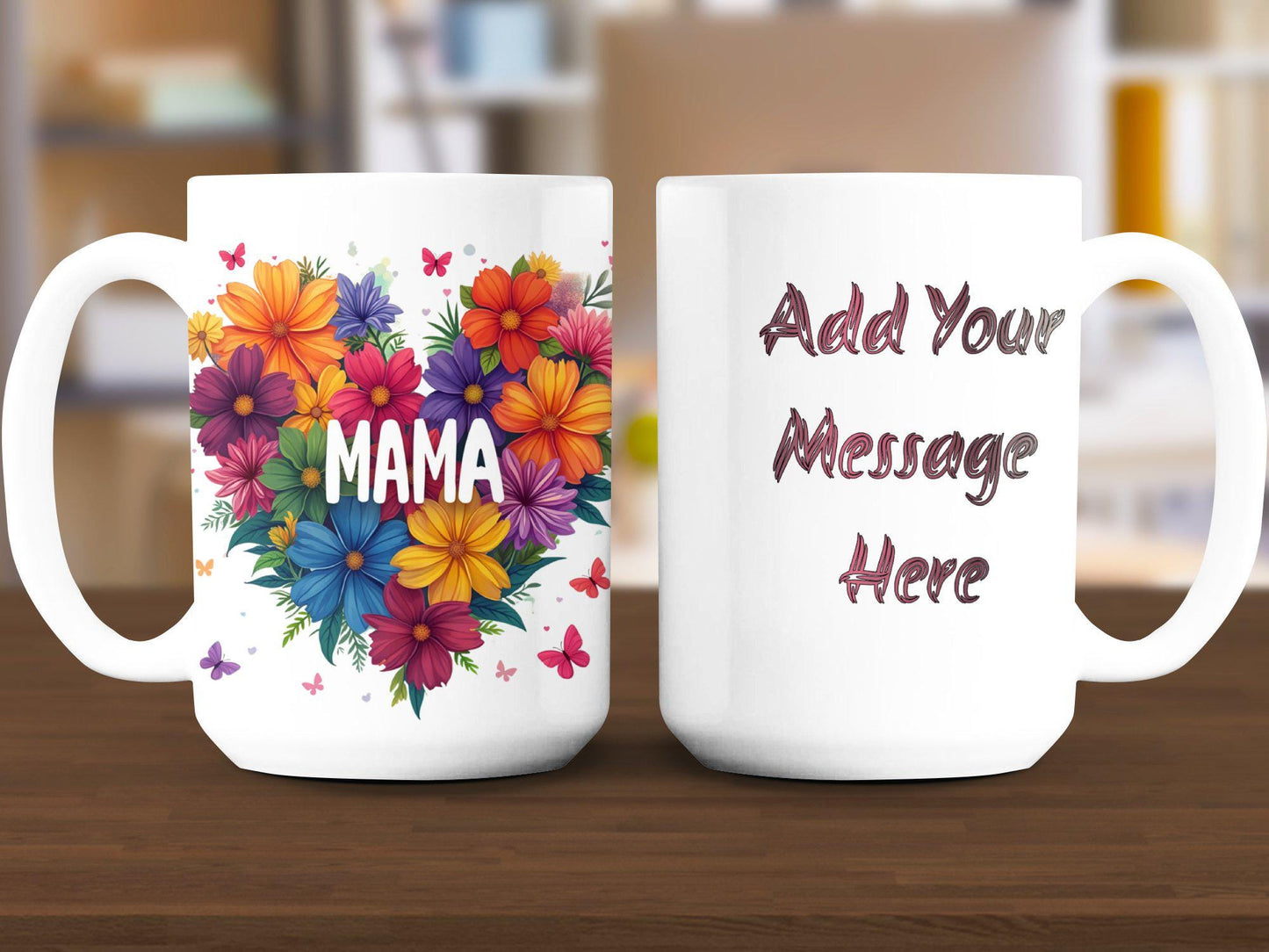 Mom Mug: Custom Floral Heart Flowers Coffee Travel Gifted