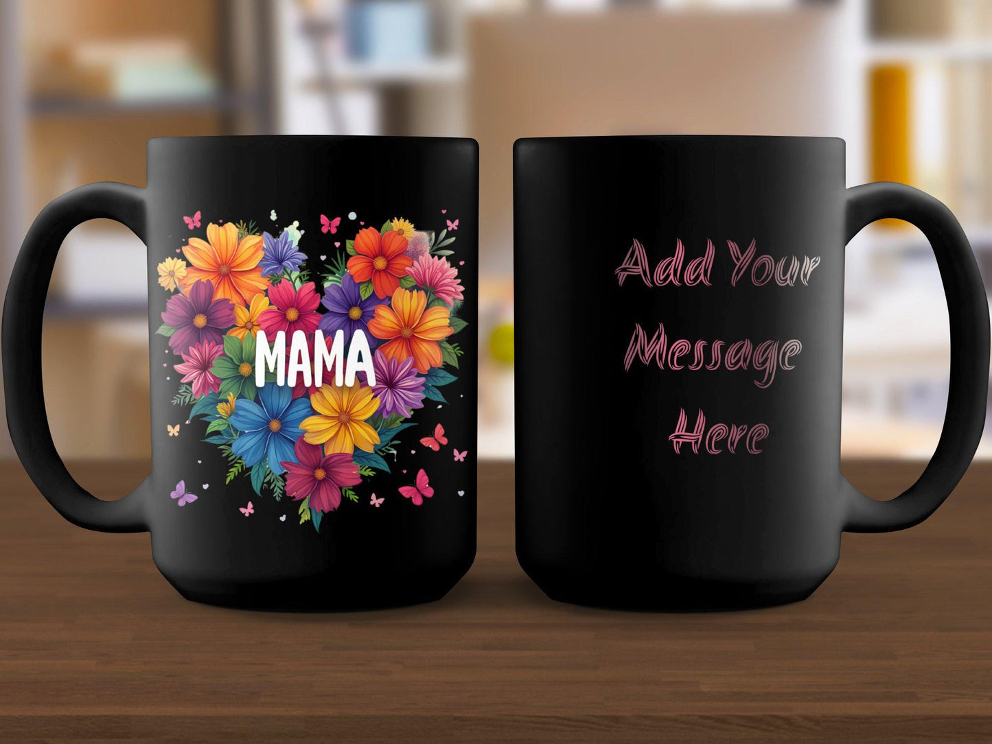 Mom Mug: Custom Floral Heart Flowers Coffee Travel Gifted